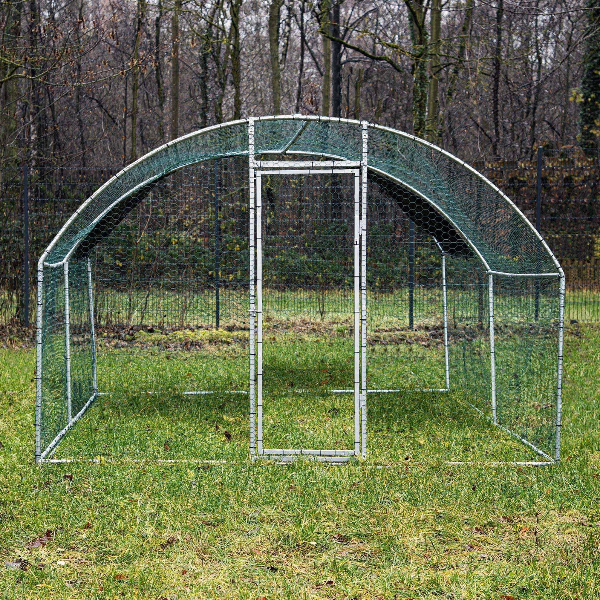 Parc enclos XXL pour Petits Animaux 4 x 3 x 2 m Acier Clôture verrouillable Toit grillagé Bâche