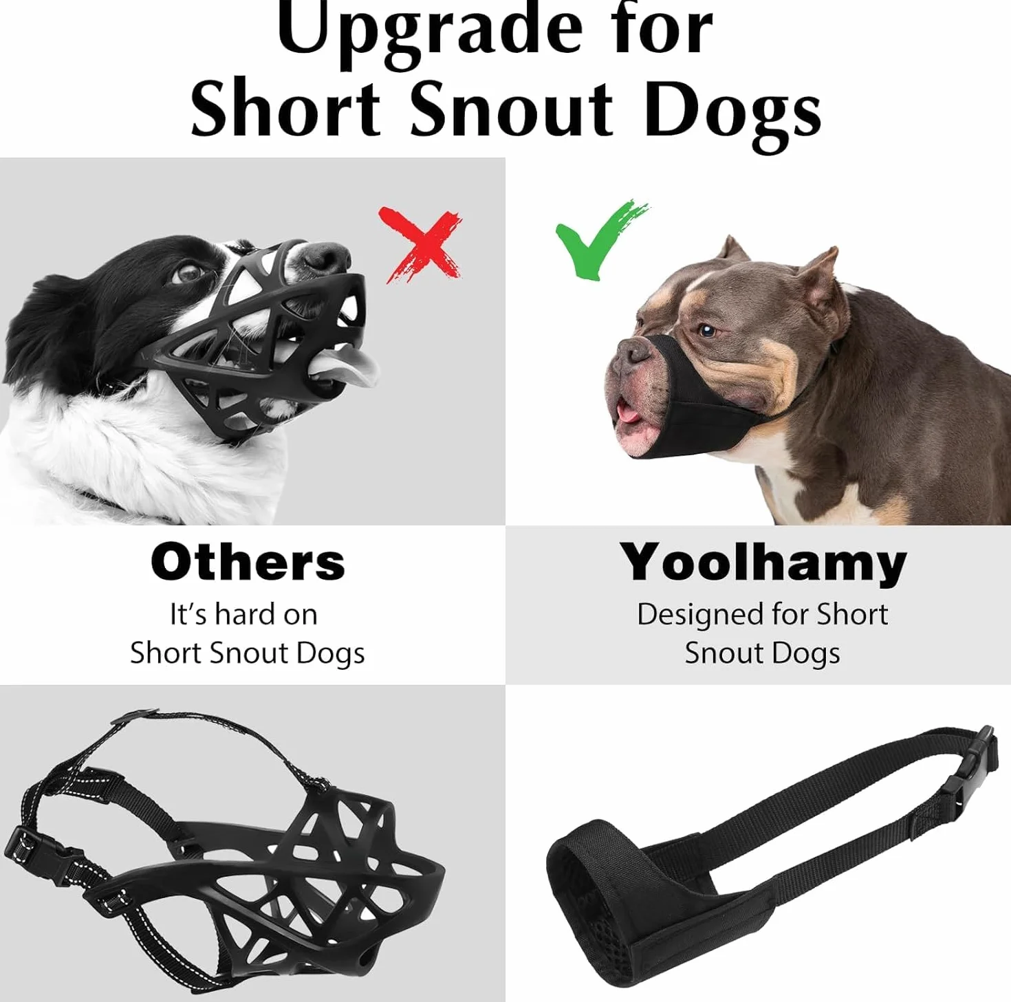 Muselière pour Chiens pour Pitbull Rottweilers American Bully Bulldog Boxers de Taille Moyenne et Grande à museau Court pour Le pour éviter Les morsures et Les aboiements pour Chiens