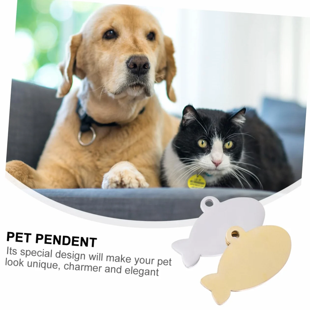 YARNOW Médaille Personnalisée pour Chat et Chien Breloque Forme Poisson Collier Gravure Anneau Sécurité