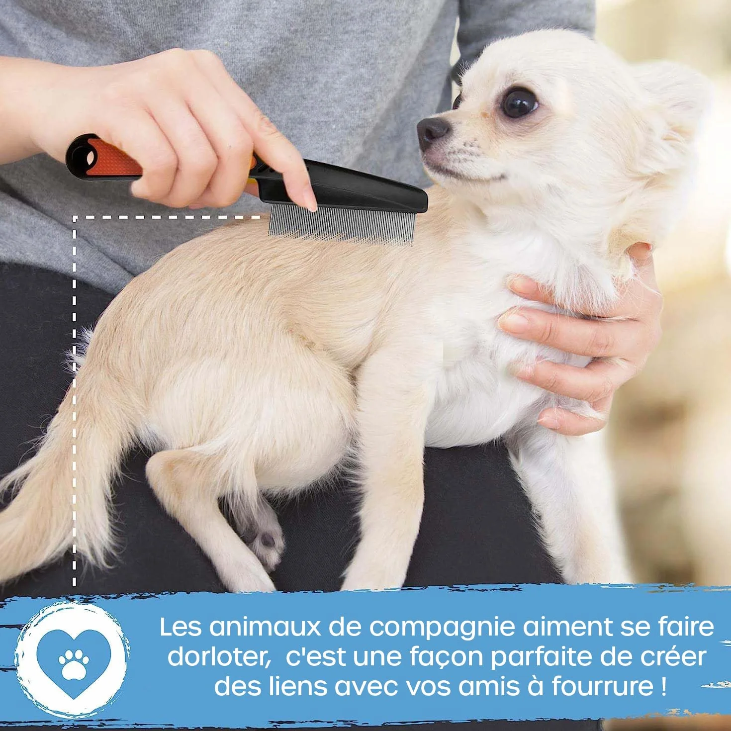 volila Peigne Anti Puces Chien - Peigne Anti Puces pour Chat 15 cm - Dents Fines pour Protéger Votre Animal des Puces & Tiques - Peigne Chat Technologie Douce & Sûre