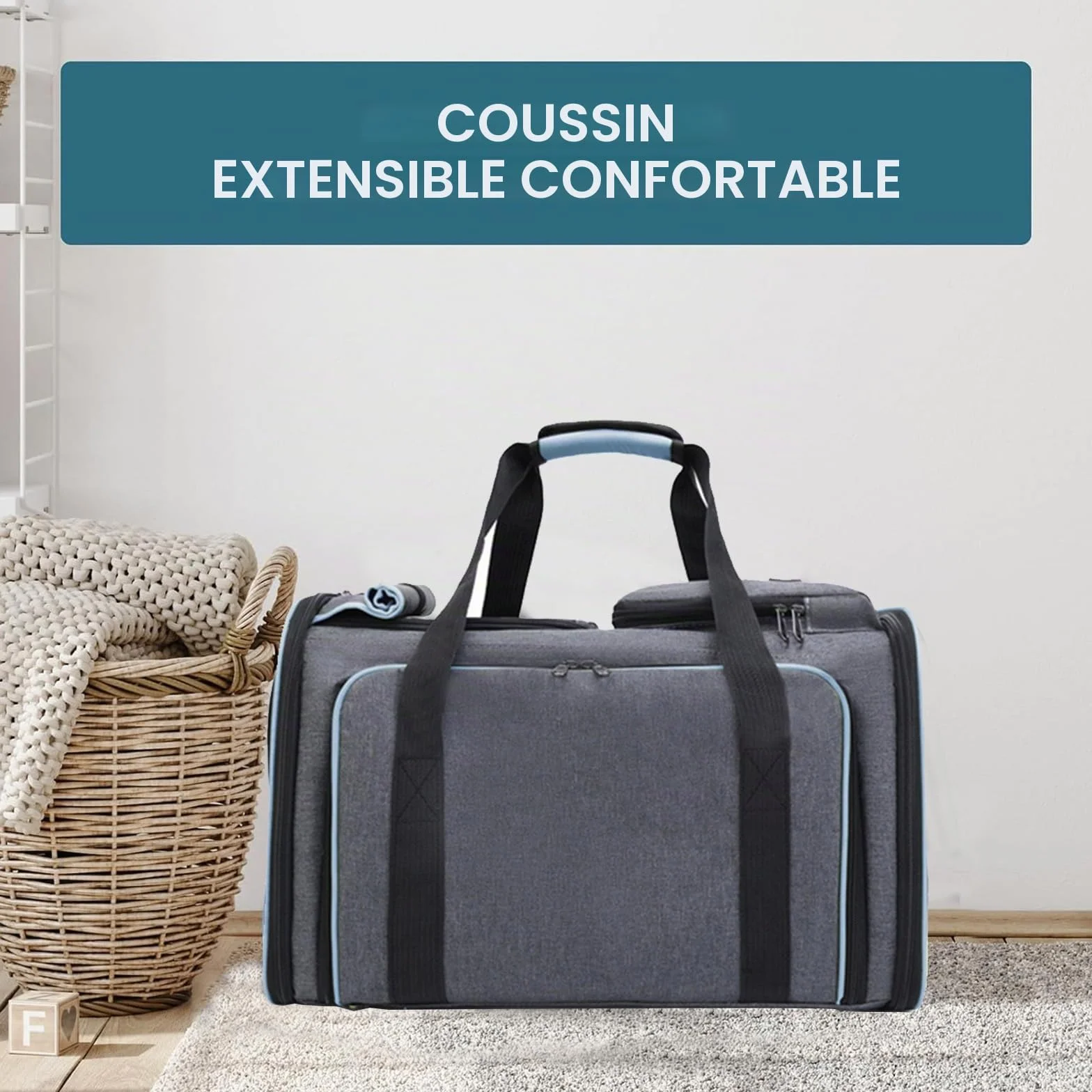 Sac de transport pliable pour chat - Respirant - Avion, voiture, voyage - Petits chiens