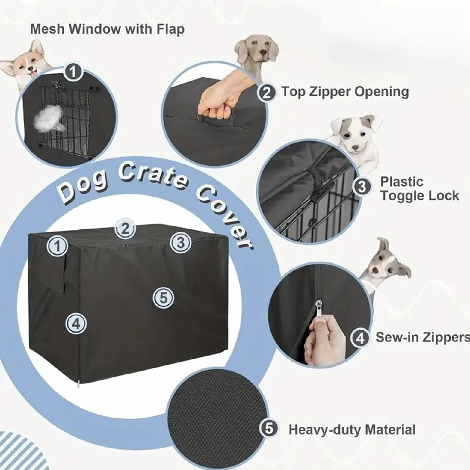 Housse De Cage pour Chien Imperméable Tissu Oxford Protection Durable