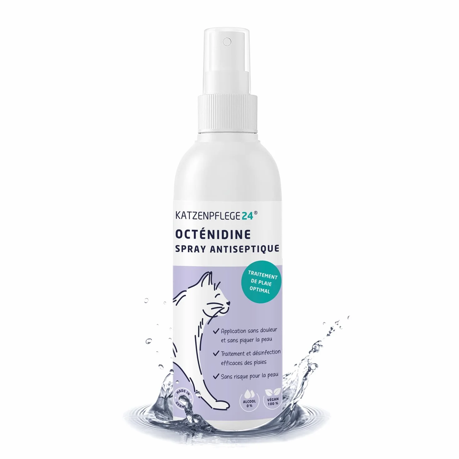 Spray antiseptique et cicatrisant octénidine chat 125 ml désinfecte apaise soigne protège plaies sans piquer