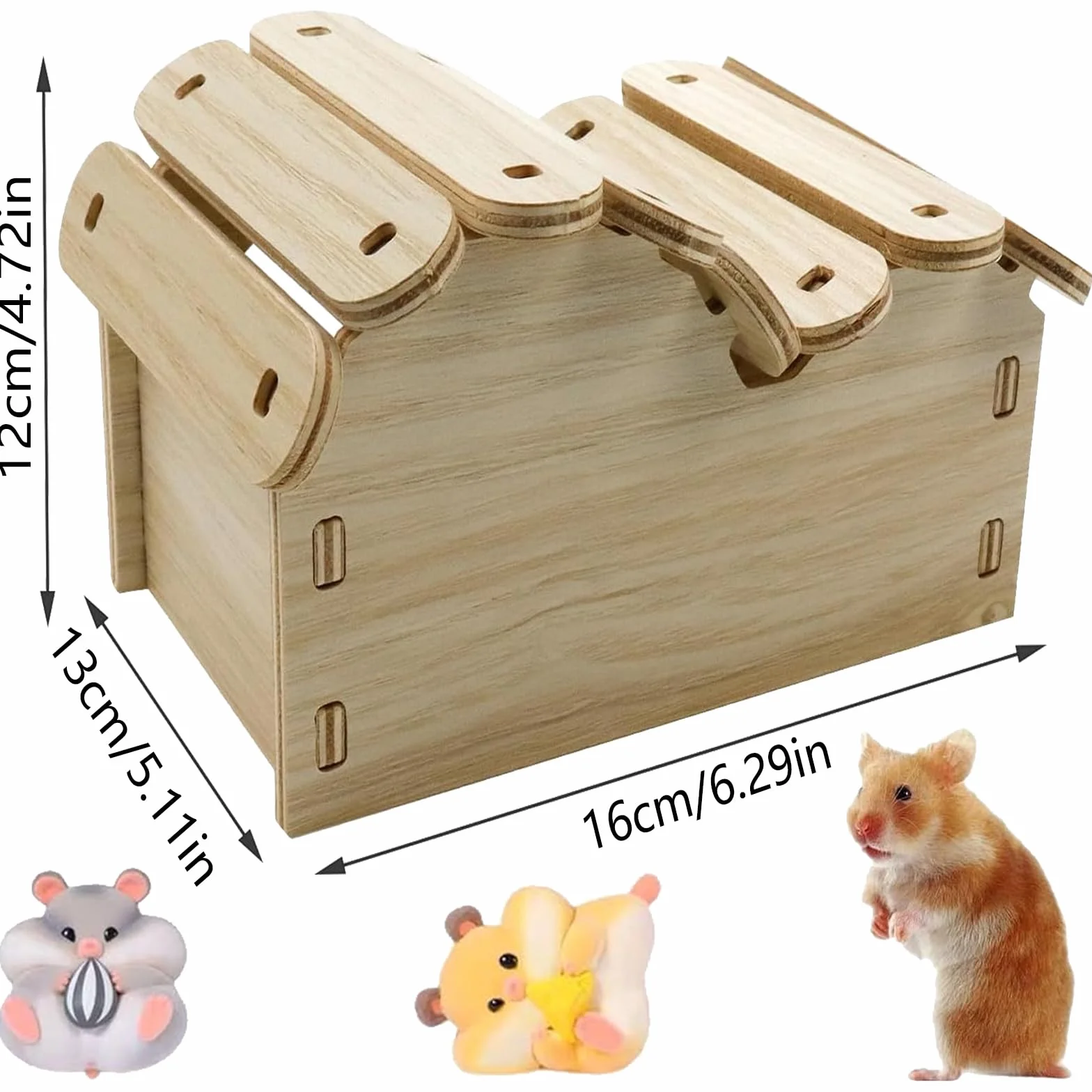 Maison Hamster, Maison pour Hamster en Bois, Maison en Bois pour Petits Animaux, Maison Cochon d'Inde et Hamster, Maison en Bois pour Hamster, Cachette pour Hamsters, pour Dormir et Jouer