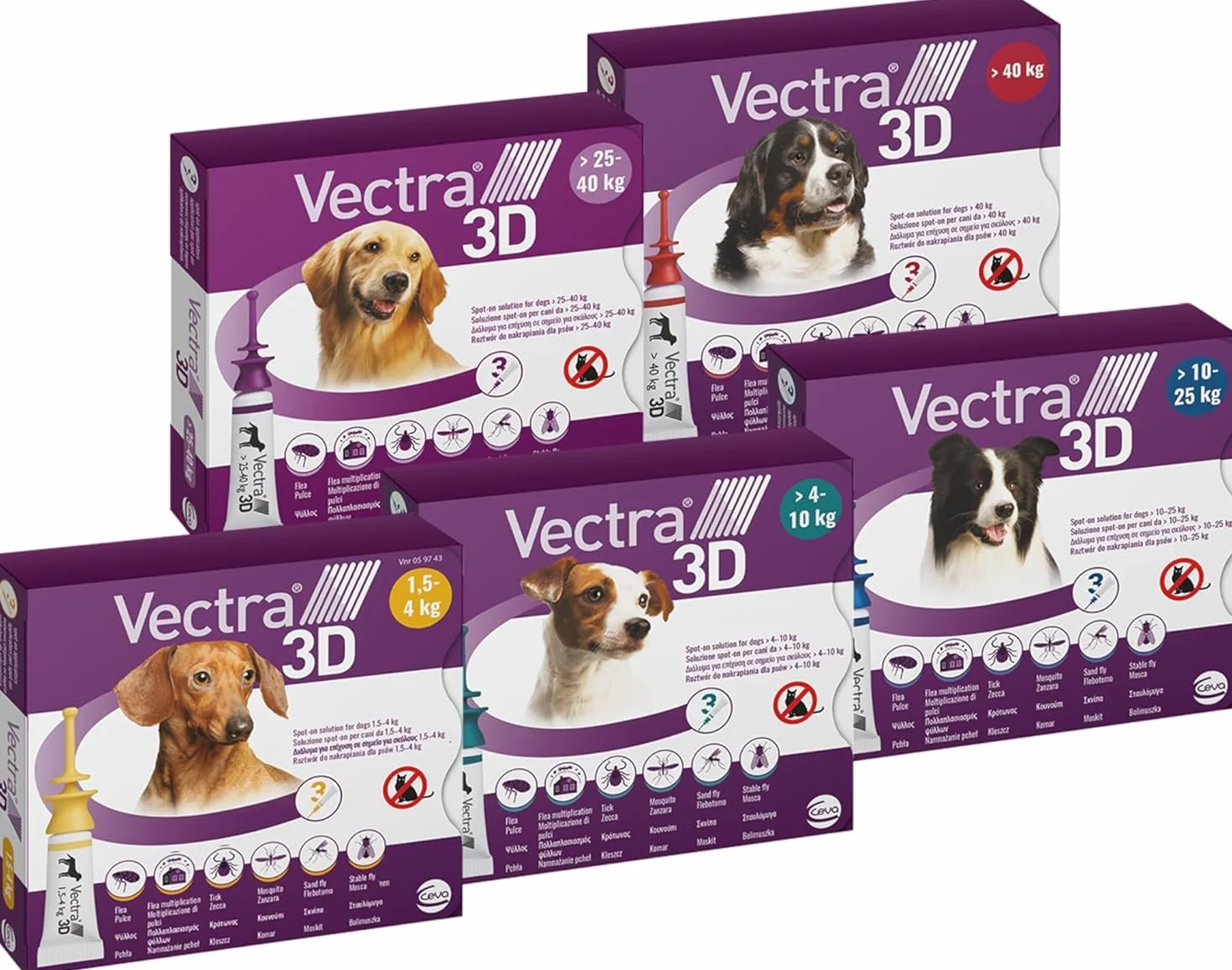 Vectra Vectra 3D Spot-on Solution 3 pipettes 8 ML pour Chiens 40 kg Rouge