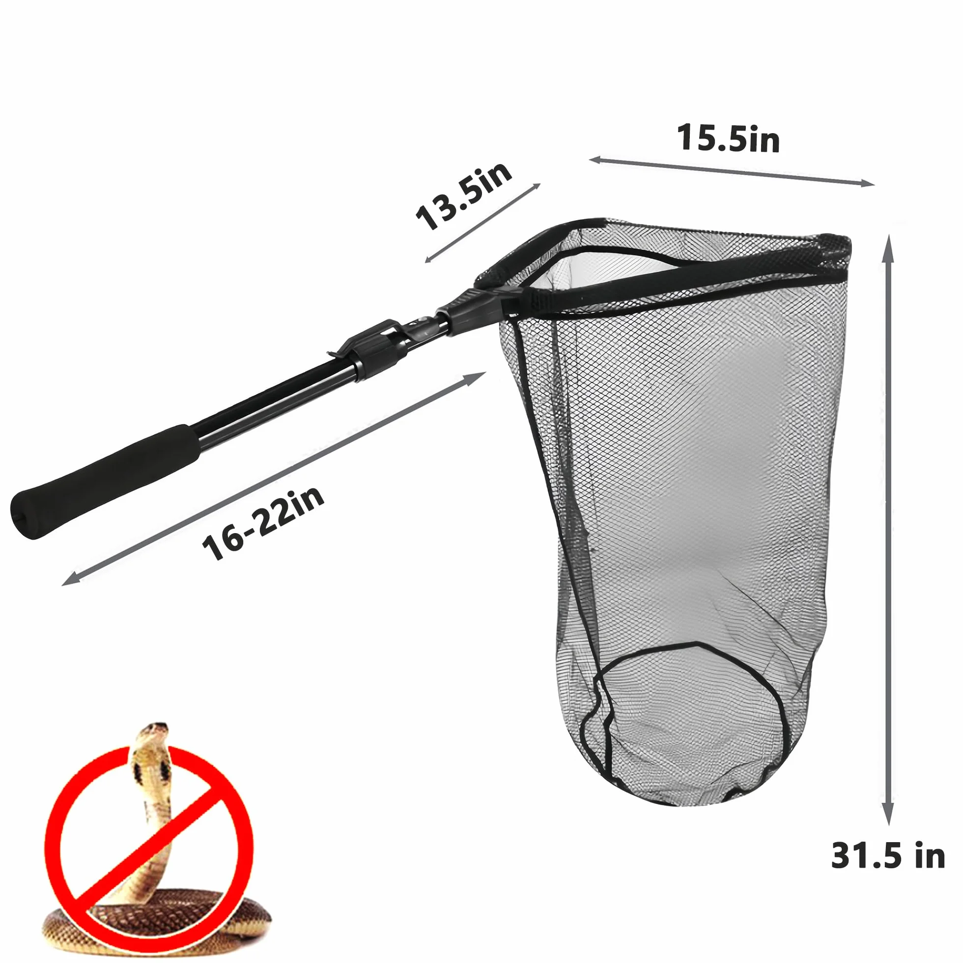 Filet de capture serpent avec poignée télescopique, outil pour attraper et enlever reptiles