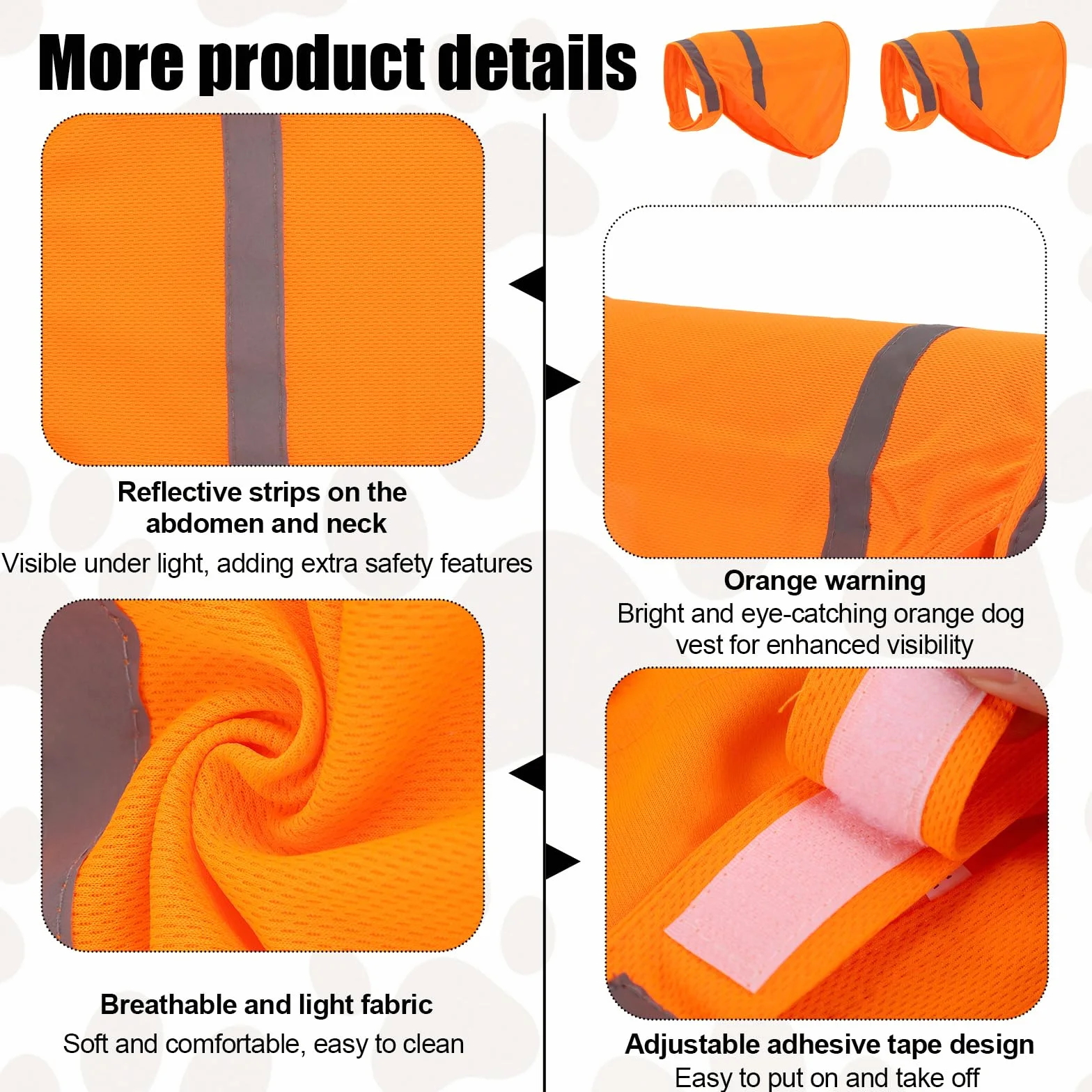 Gilet Réfléchissant pour Chien, Petite Taille, Orange Vif, Haute Visibilité, pour Extérieur Jogging Chasse