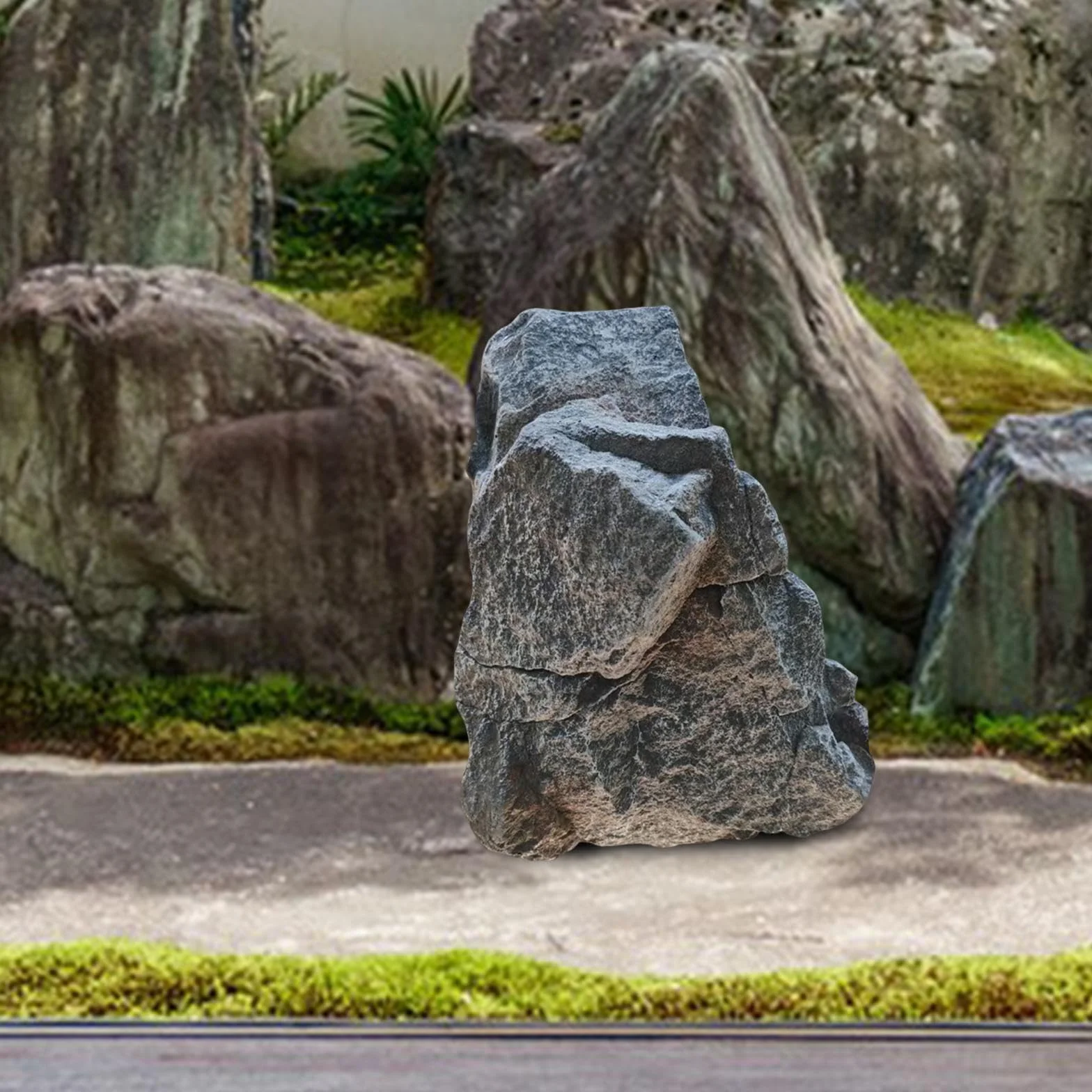 Décoration de Jardin en Fausse Pierre Grise, Faux Rocher Décoration de Jardin, Rock Gray Mountain Décoration, 33x23x23cm