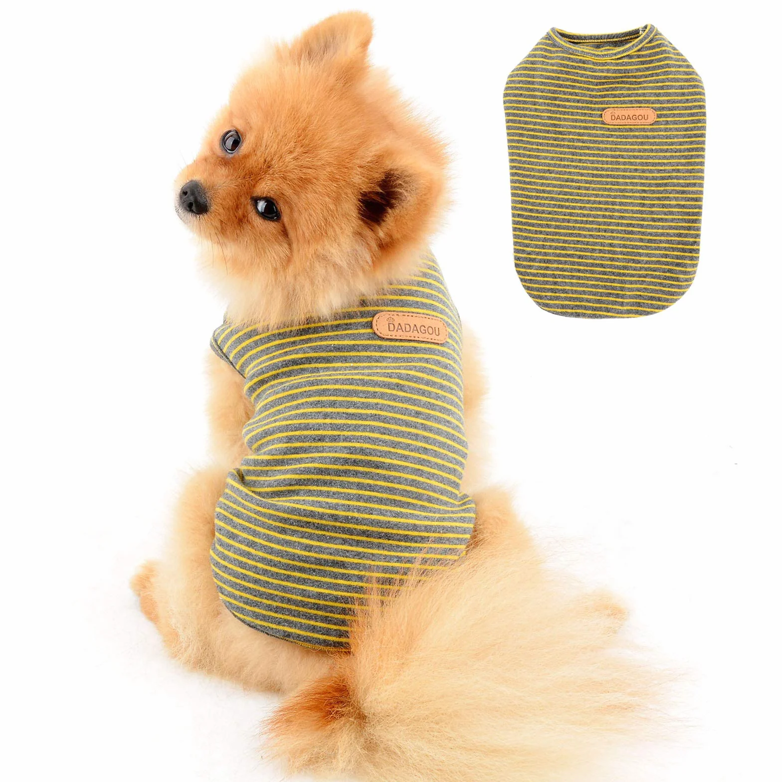 PAIDEFUL Chemise britannique rayée pour petit chien, gilet pour chat, T-shirt en coton doux pour animal de compagnie