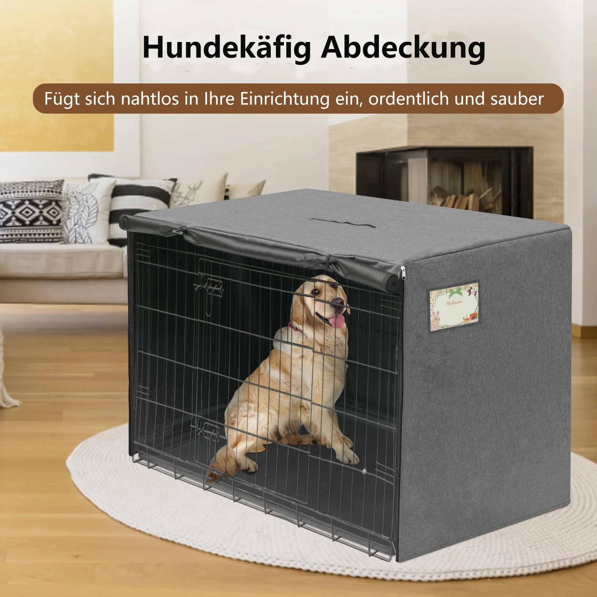 HiCaptain Housse de cage pour chien imperméable résistante au vent double porte 124 x 78 x 81 cm