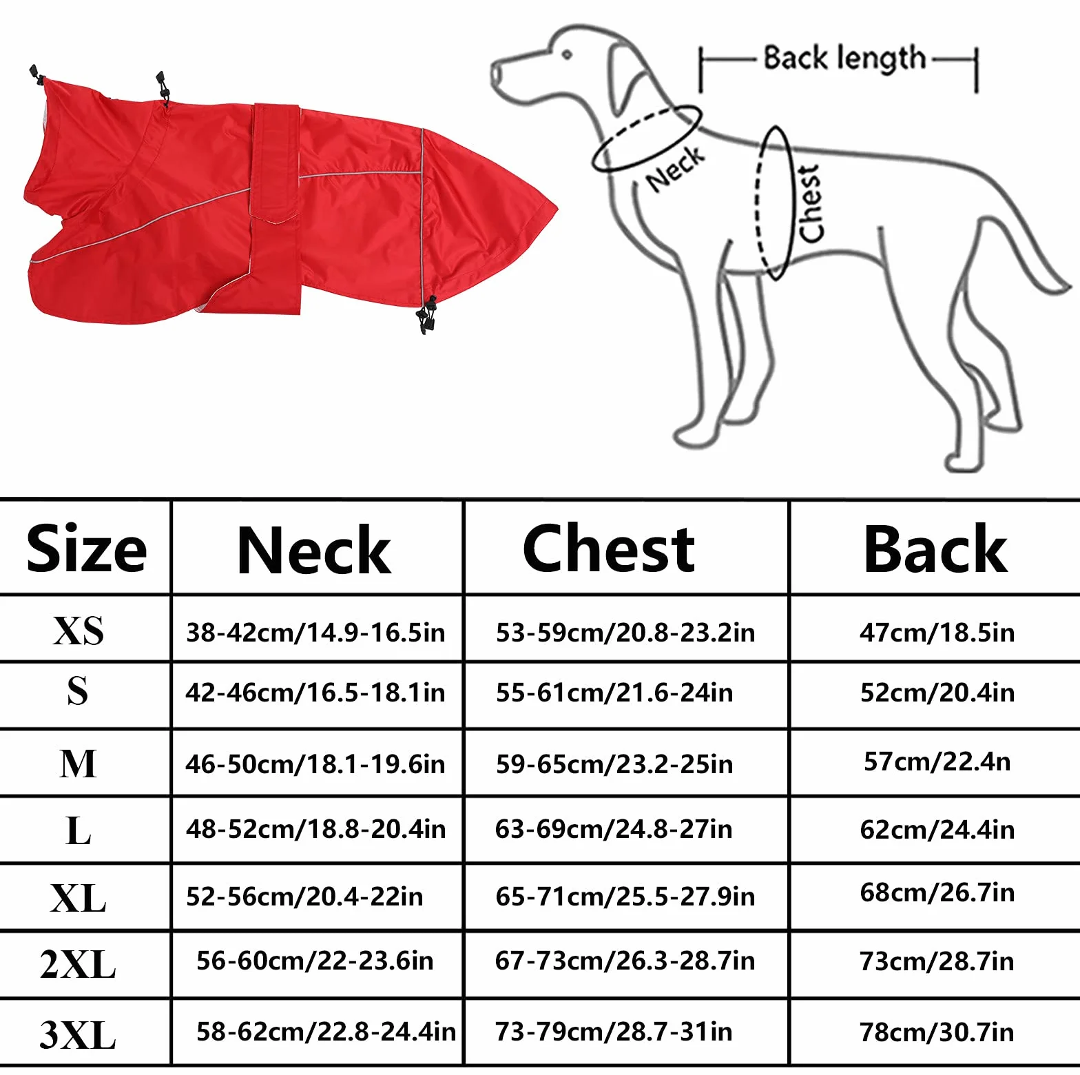 Manteau de Pluie MOREZI Greyhound, imperméable/imperméable, avec Cordon de Serrage réglable et Ceinture pour protéger l'abdomen, adapté aux Chiens de Taille Moyenne et Grande-Rouge-M