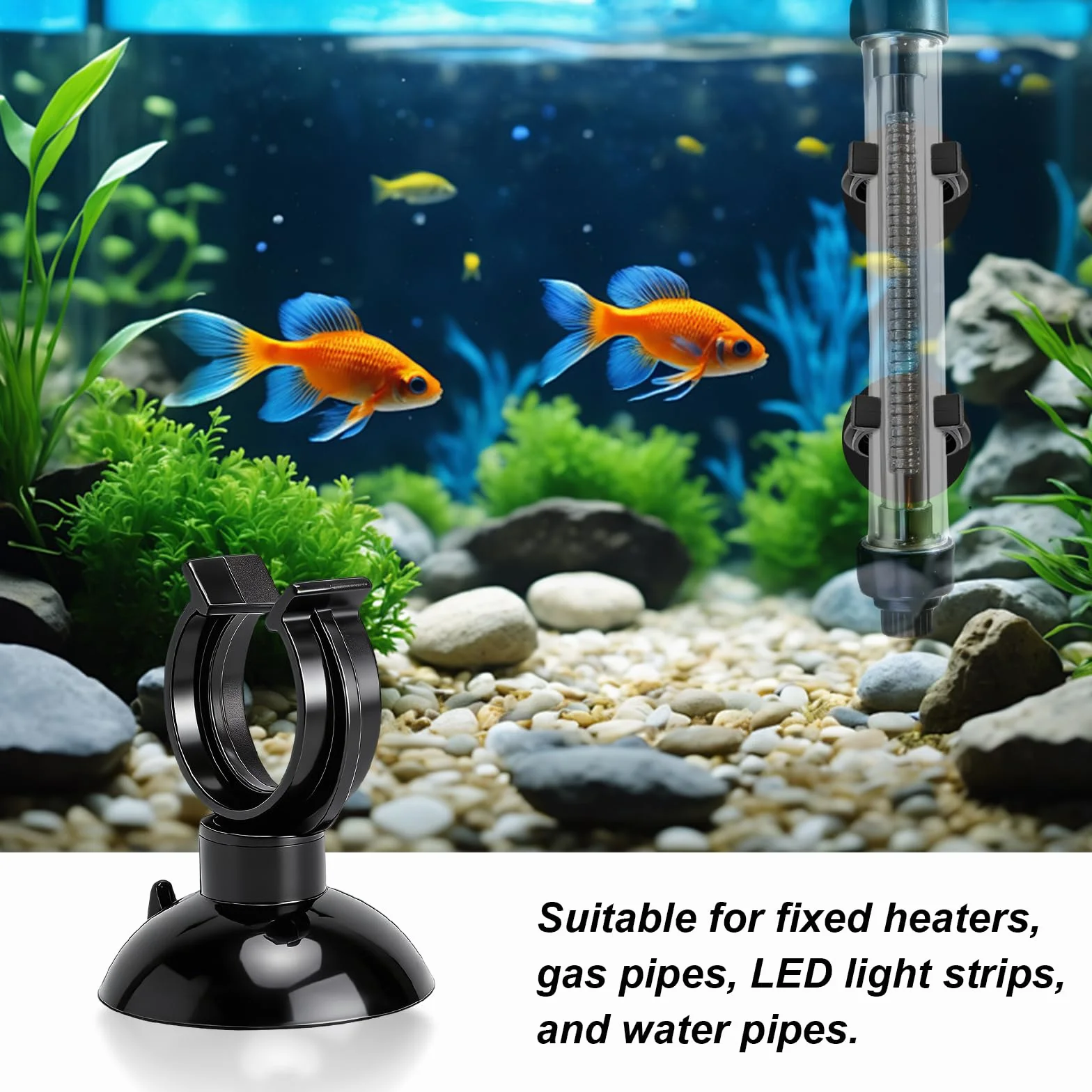 Ventouses de chauffage d'aquarium Lot de 25 - Noir - Diamètre intérieur 17 mm