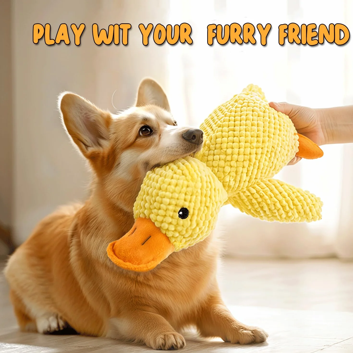 Grand Jouet en Peluche pour Chien 35 cm Canard couineur Doux et résistant