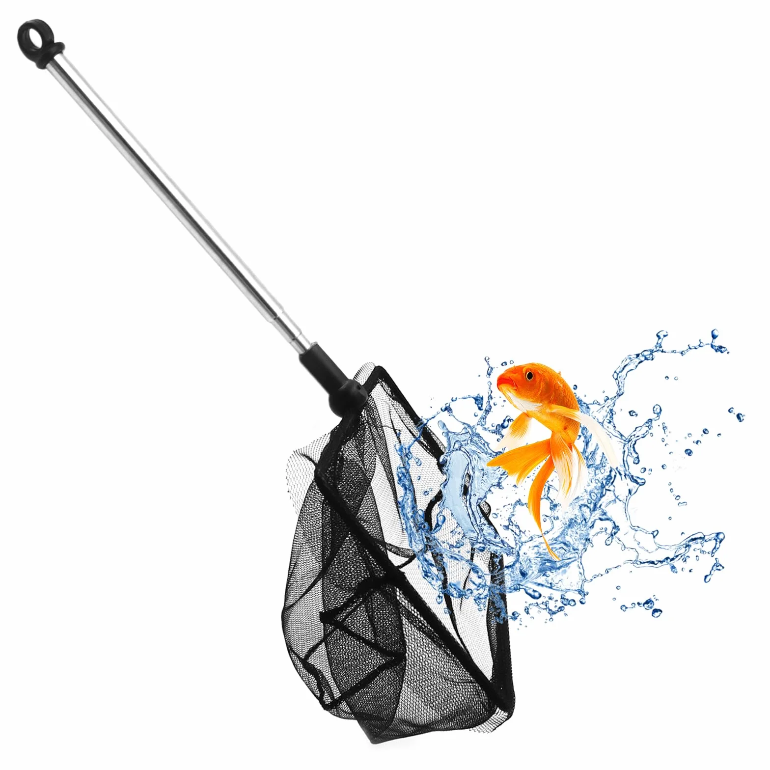 Épuisette Télescopique 26-45 cm pour Aquarium, Étangs et Piscines Koi Noir