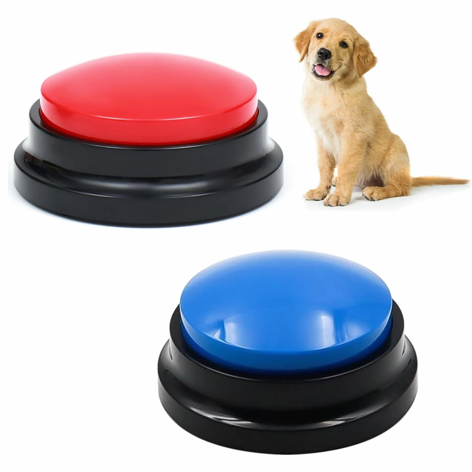 Cerioll Buzzer Enregistrable, Buzzer Chien Sonore et Lumineux, 2 Pièces Bouton Communication