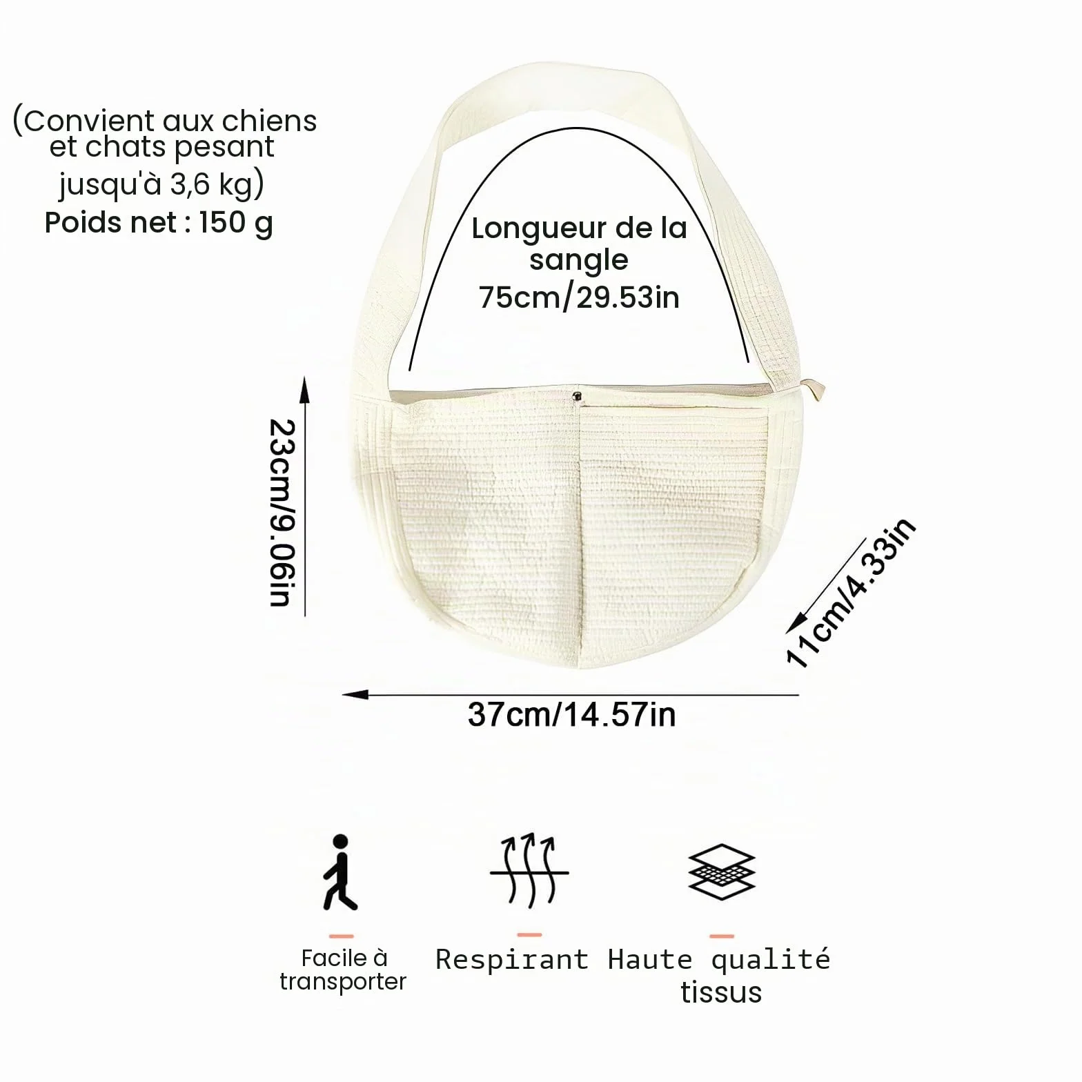 Sac Bandoulière pour Chien et Chat Tianher Transport Portable Mains Libres, Adapté aux Petits Chiens et Chats (Small)