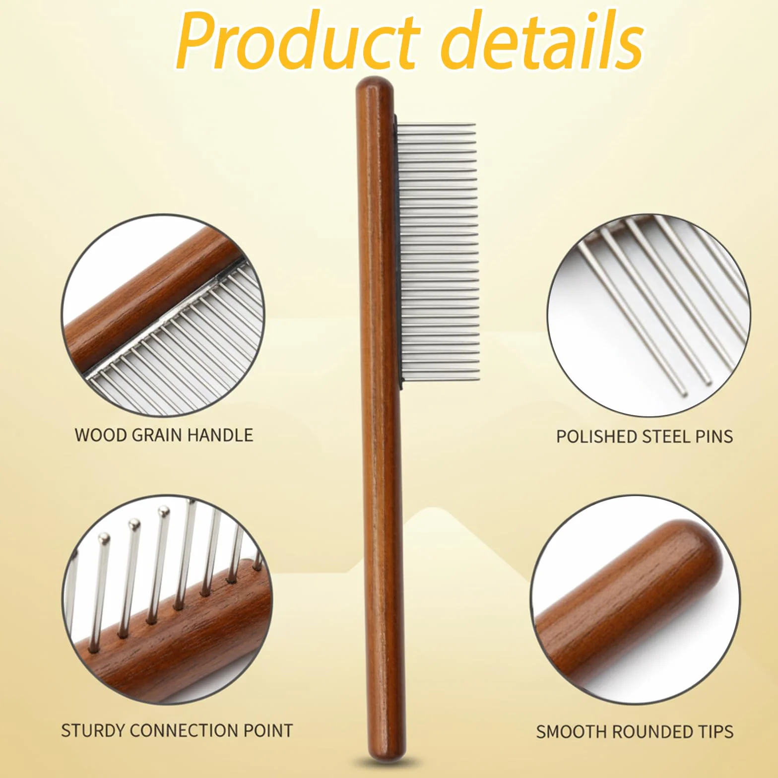 Peigne pour chat et chien, 3 pièces, peigne en bois pour démêler les poils longs et courts, peigne anti-nœuds en métal, idéal pour le toilettage des animaux