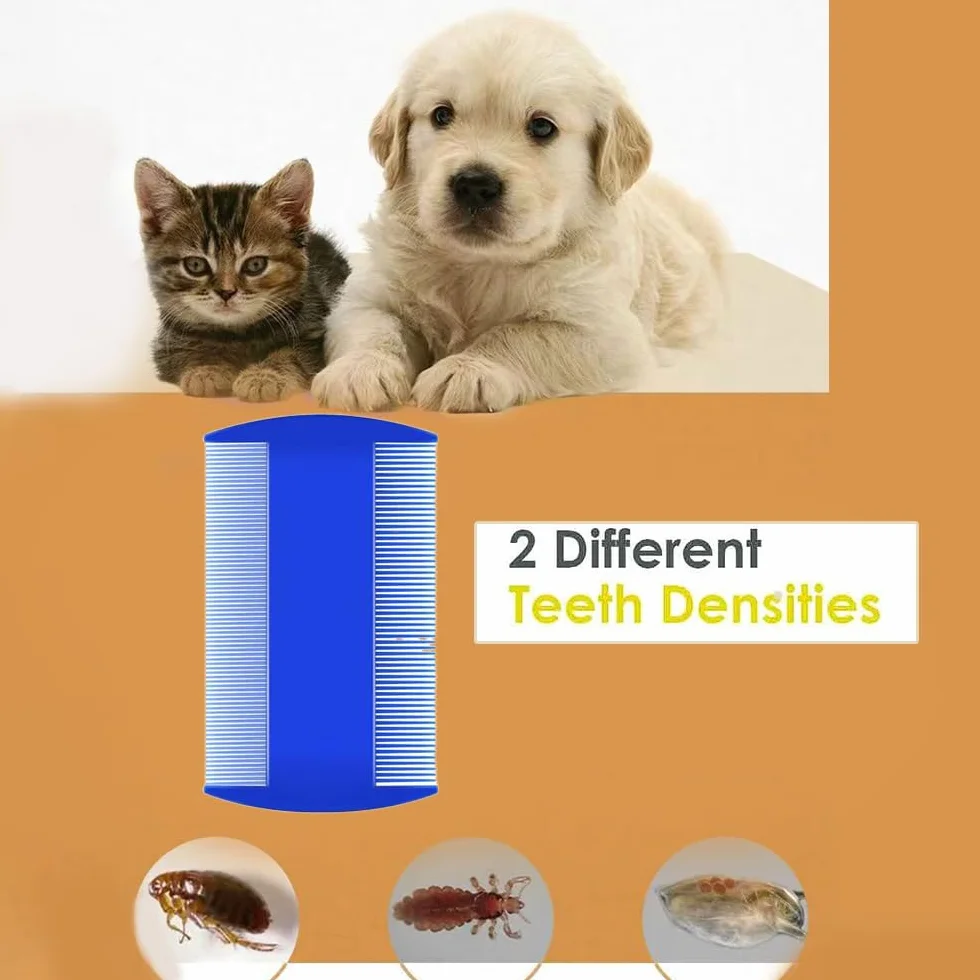 Set de 4 peignes anti puces pour chats et chiens, peigne de toilettage multifonctionnel