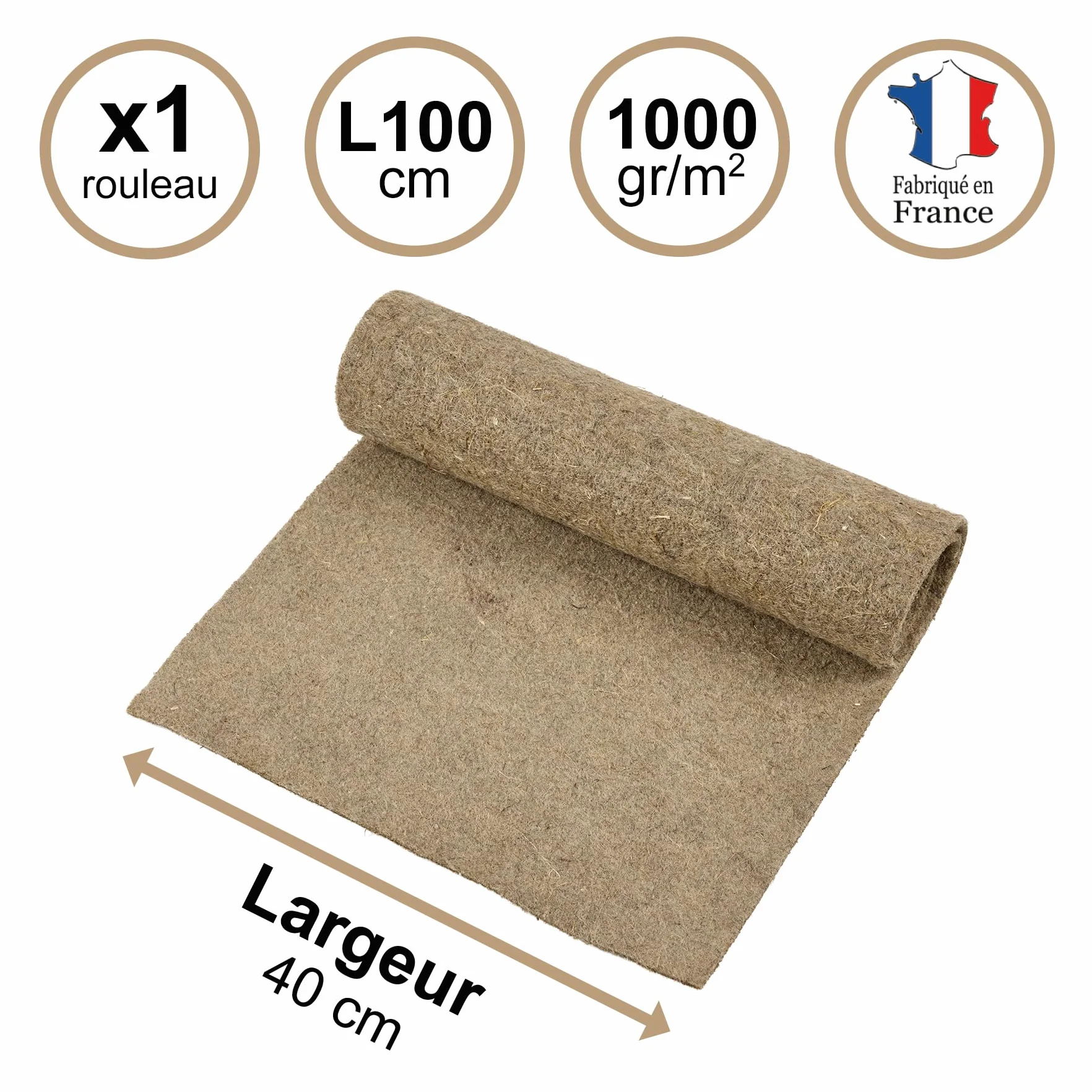 La Cordeline Tapis Litière Chanvre Naturel 40 x 100 cm Fond de Cage pour Rongeurs