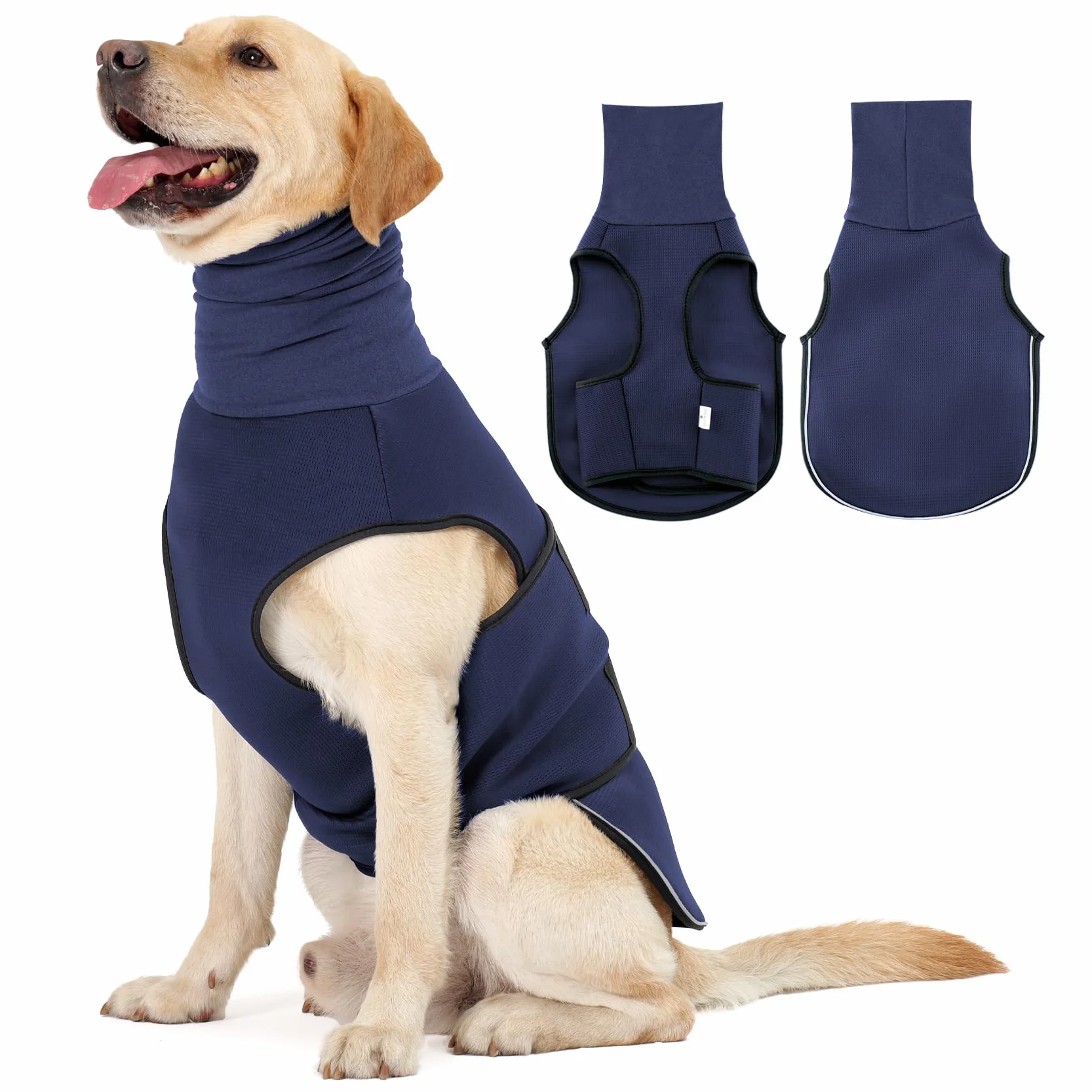Dotoner Gilet Relaxant 2 en 1 pour Chiens, Manteau Anti-anxiété avec Snood et Bandes Réfléchissantes