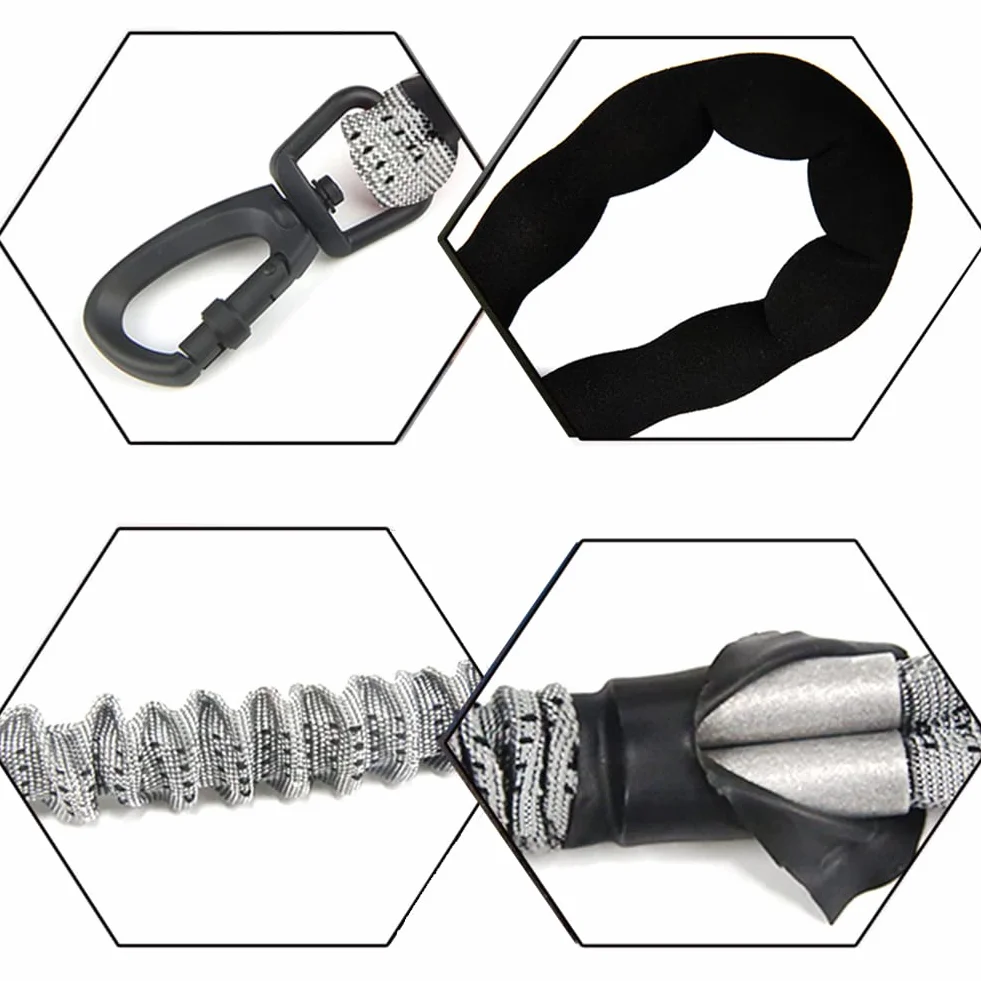 Laisse Chien Élastique Nylon Anti Traction Grande Taille avec Poignée Rembourrée