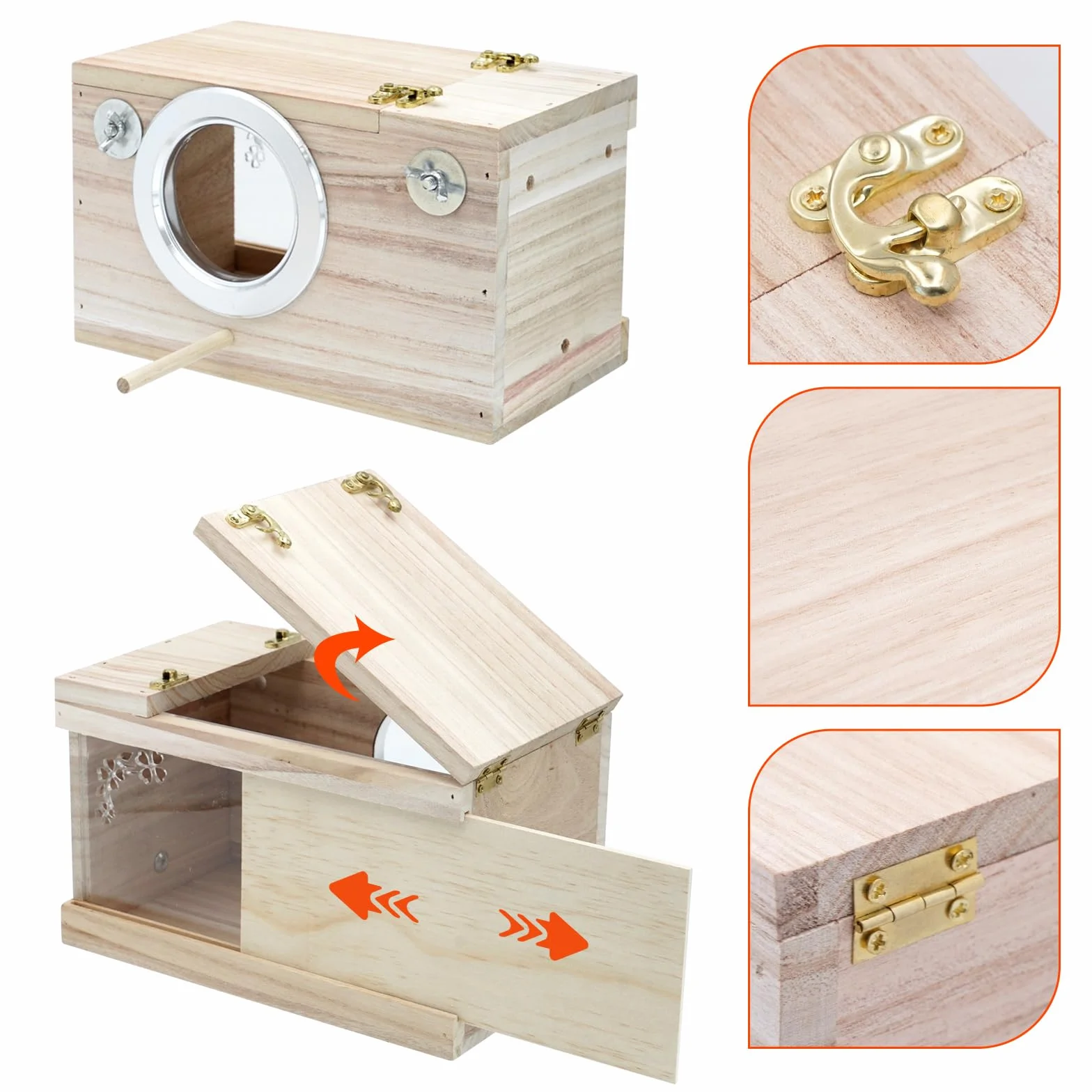 Nichoir en bois pour perruches et inséparables