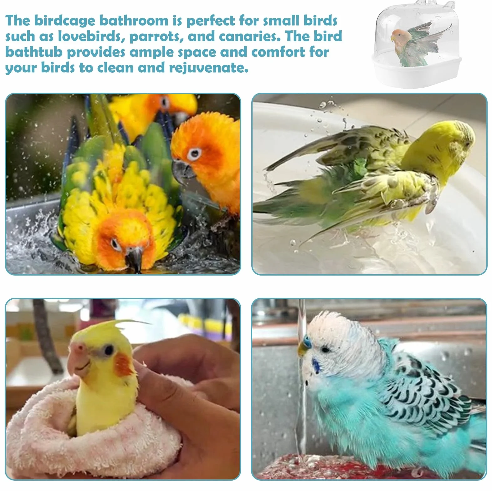 Bain d'oiseau multifonction suspendu : maison de bain pour cage à oiseaux, baignoire pour oiseaux, abreuvoir pour oiseaux, maison bol pour cage, accessoires pour inséparables, perruches,