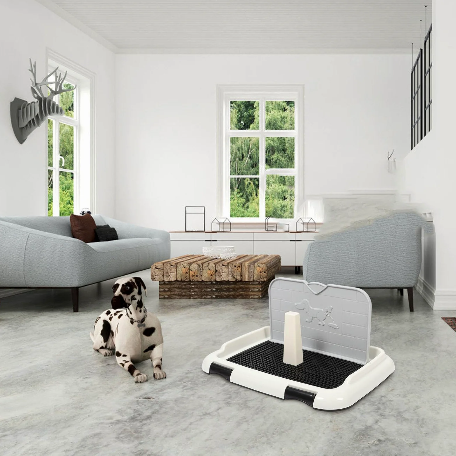 FOMIYES Toilette pour Chien Antidérapante, Bac D’apprentissage Propreté pour Chiot, Plastique Robuste, Petite Taille Mur, Intérieur et Apprentissage Propreté