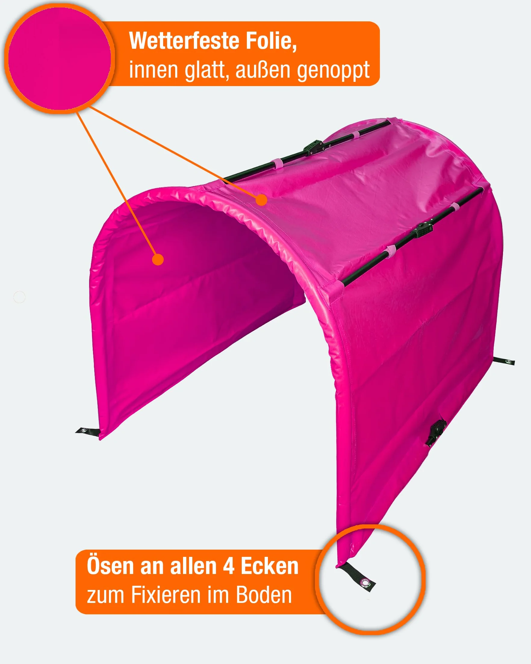 Hoopers Tunnel sans fond 1 m long Ø 80 cm rose pliable VDH résistant intempéries