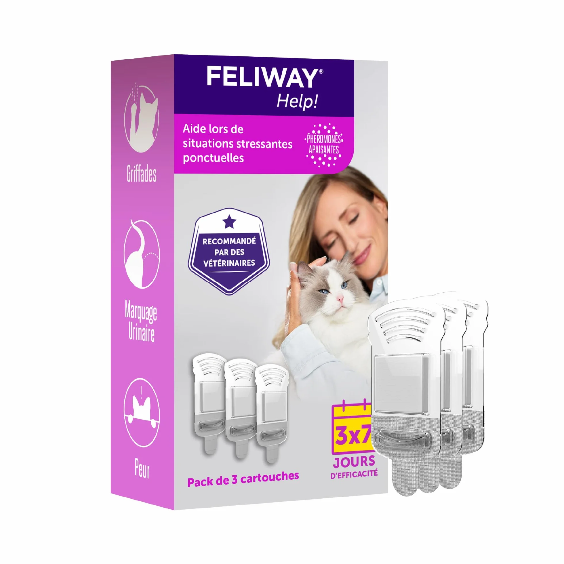 FELIWAY Help! Anti-Stress pour Chat Pack économique 3 Cartouches