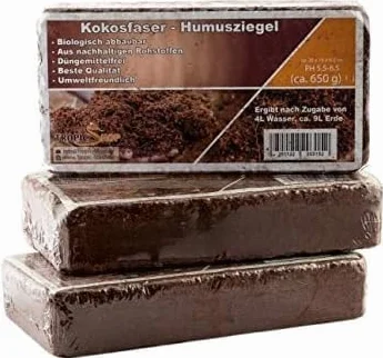 Briquettes d'humus en fibre de coco 3 x 9 l (3 x 650 g) Lot de 3