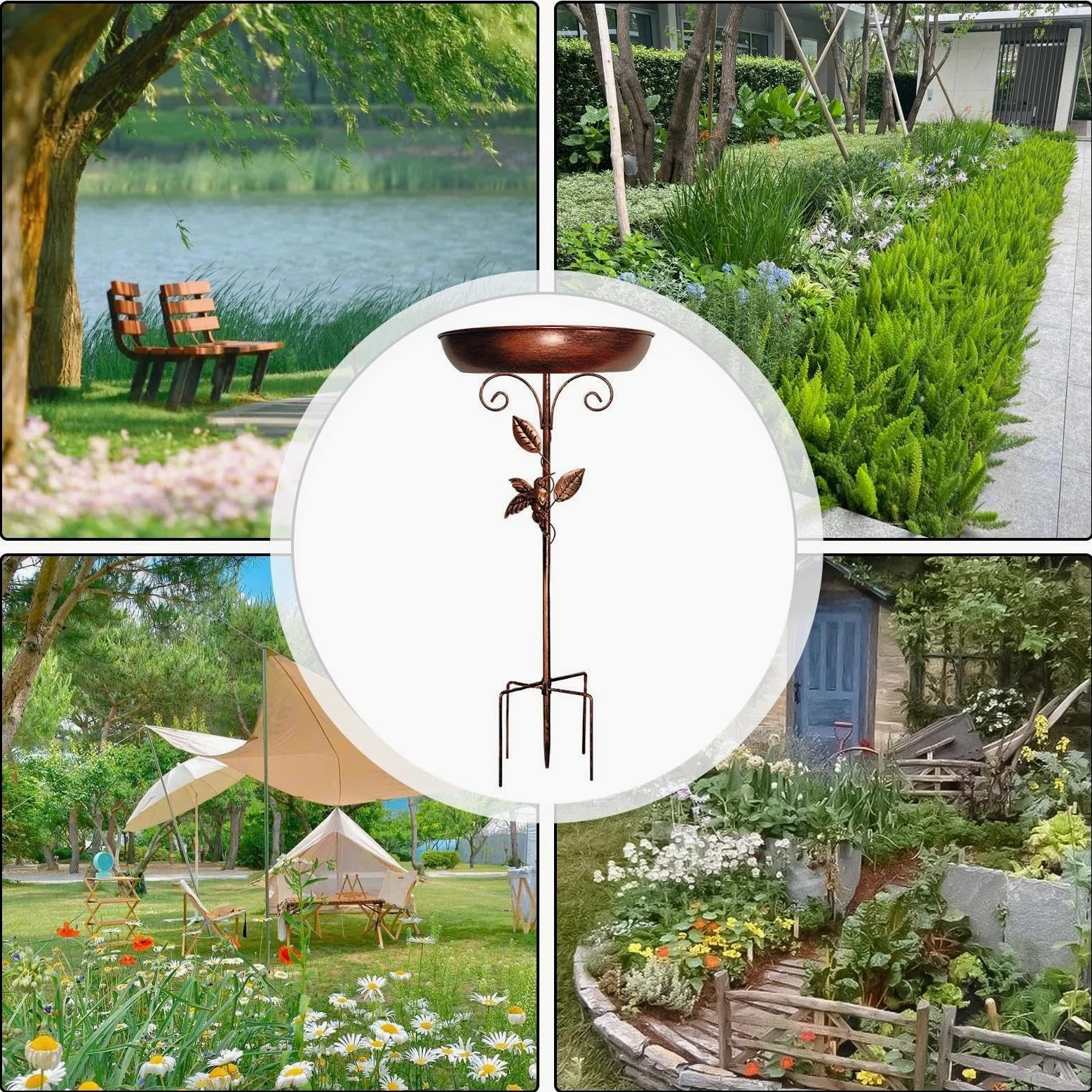Bains d'oiseaux pour l'extérieur Cuvette À Eau en Métal Antirouille | Bain À Oiseaux Pour Patio Pour le Patio la Cour le Balcon le Jardin la Pelouse la Décoration l'Eau le Colibri l'Étang la
