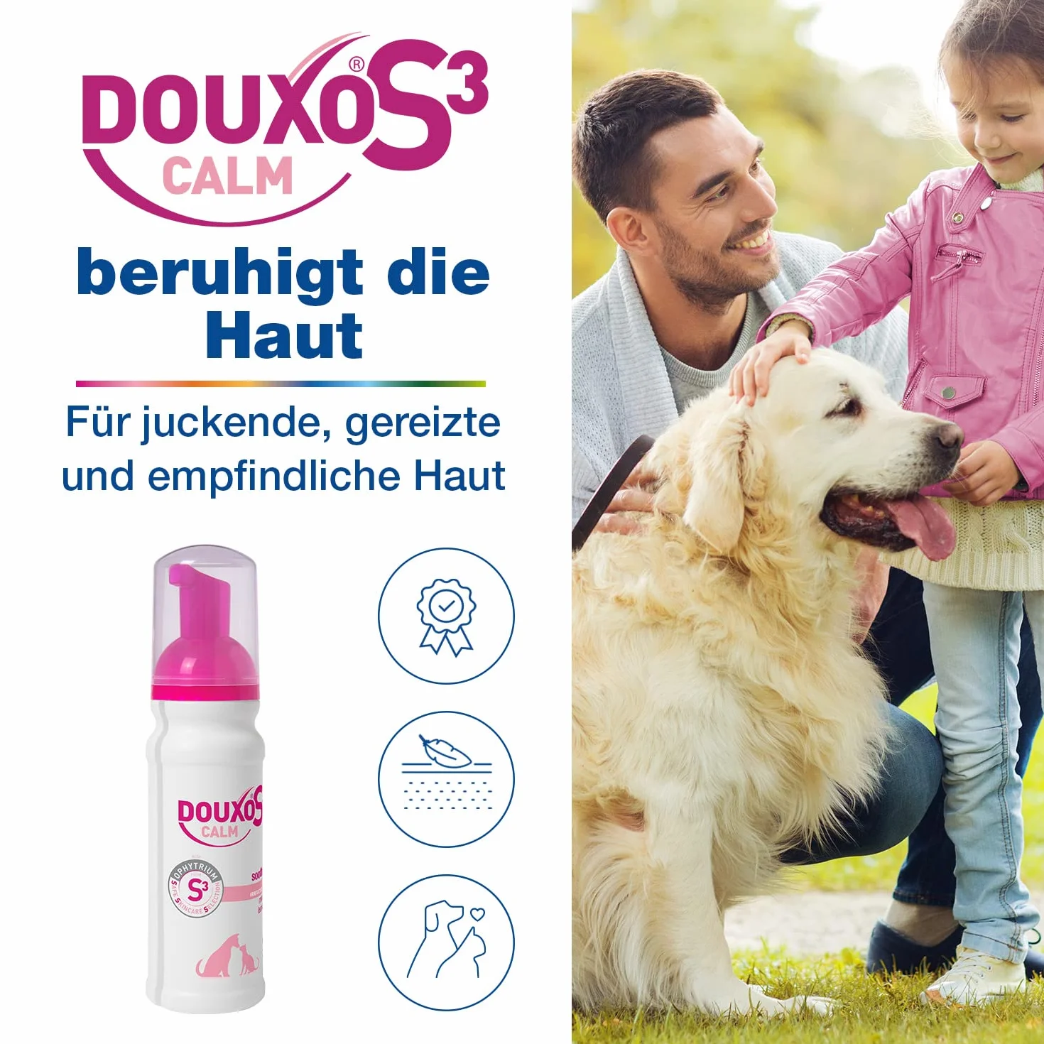 DOUXO S3 Calm Mousse pour chiens et chats - Hygiène des peaux sensibles - 150 ml