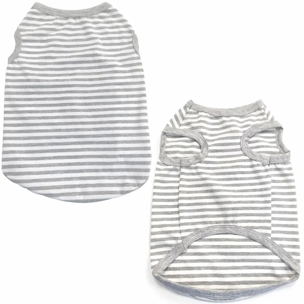 T-Shirt d'été pour Chien en Coton Doux Respirant sans Manches, 2 Pièces, Noir Gris XL