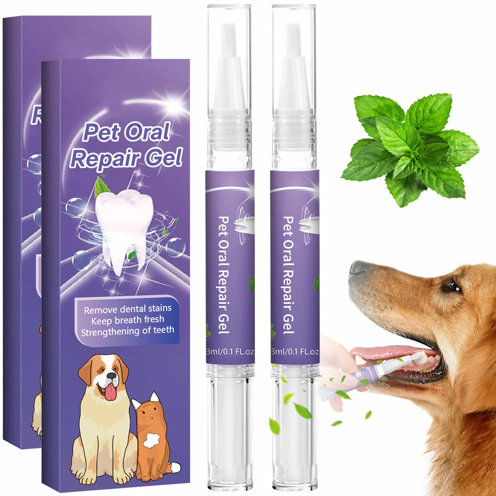 Dentifrice pour chat Gel réparation buccale 20g Menthe Désodorisant Stylo à dents
