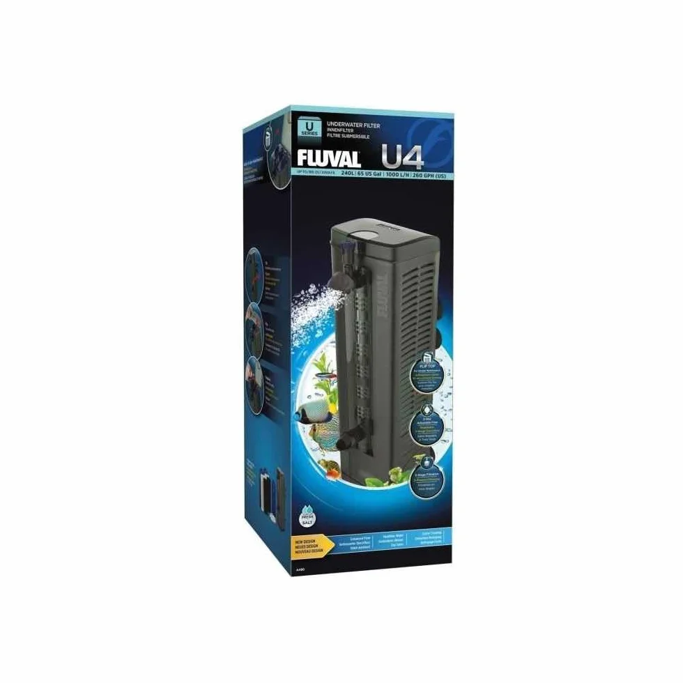 Fluval Filtre Intérieur U4 Débit Max 1000 L/H pour Aquarium