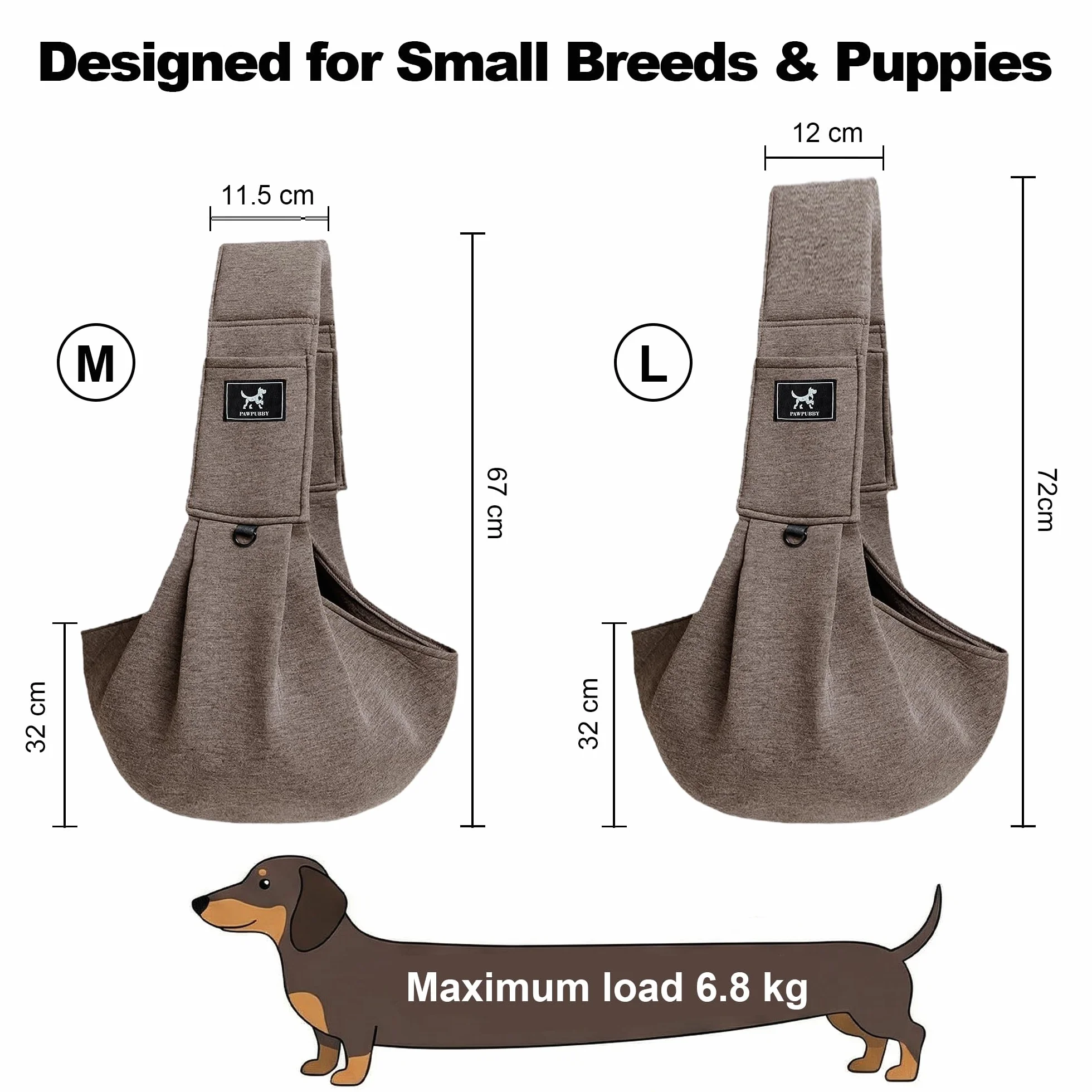 Écharpe de transport mains libres pour chien et chat petite taille bandoulière rembourrée réglable double boucles de sécurité