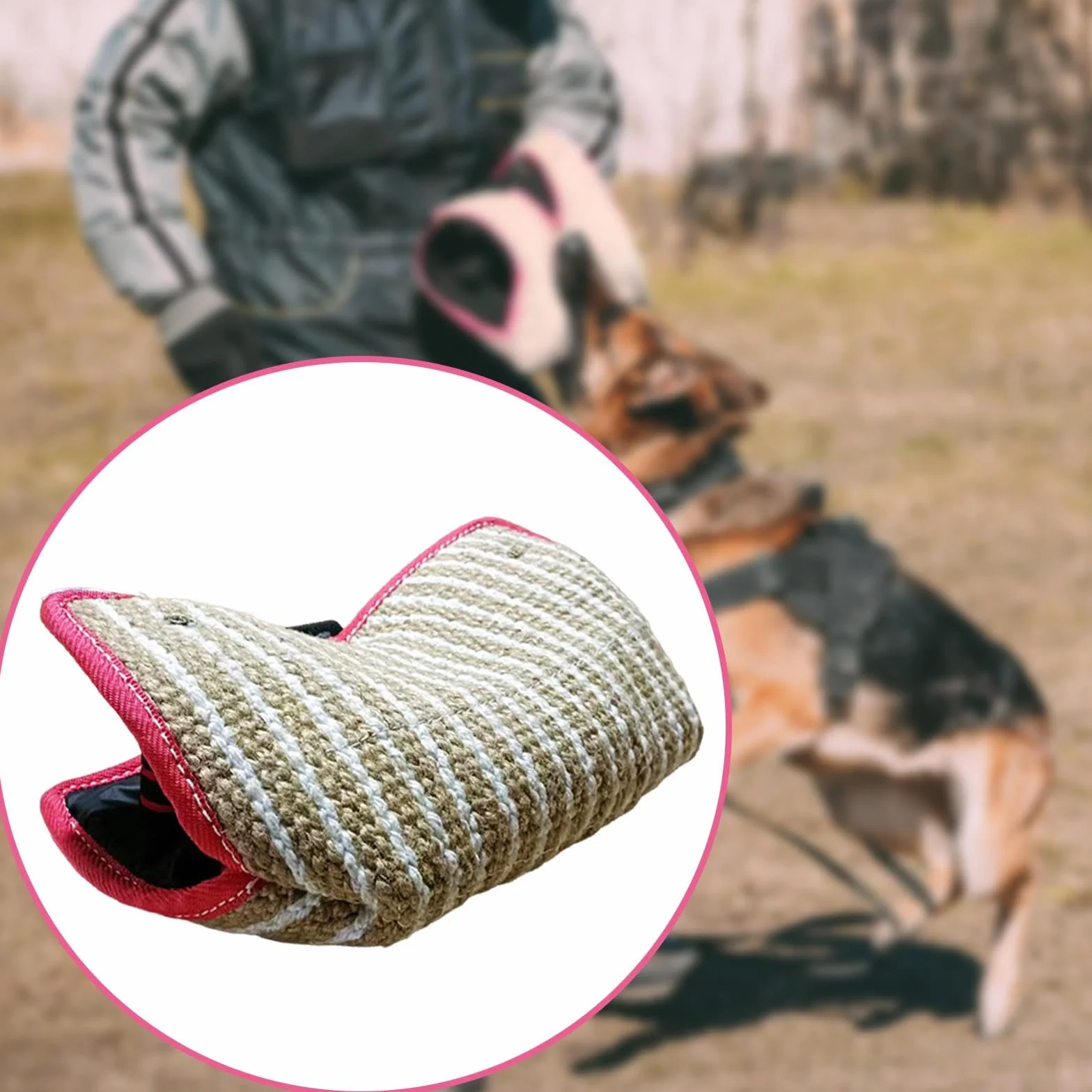 Coussin de Morsure Chien Multifonction Dressage Portable Manchons Dentition Poignées Jouet Mâcher