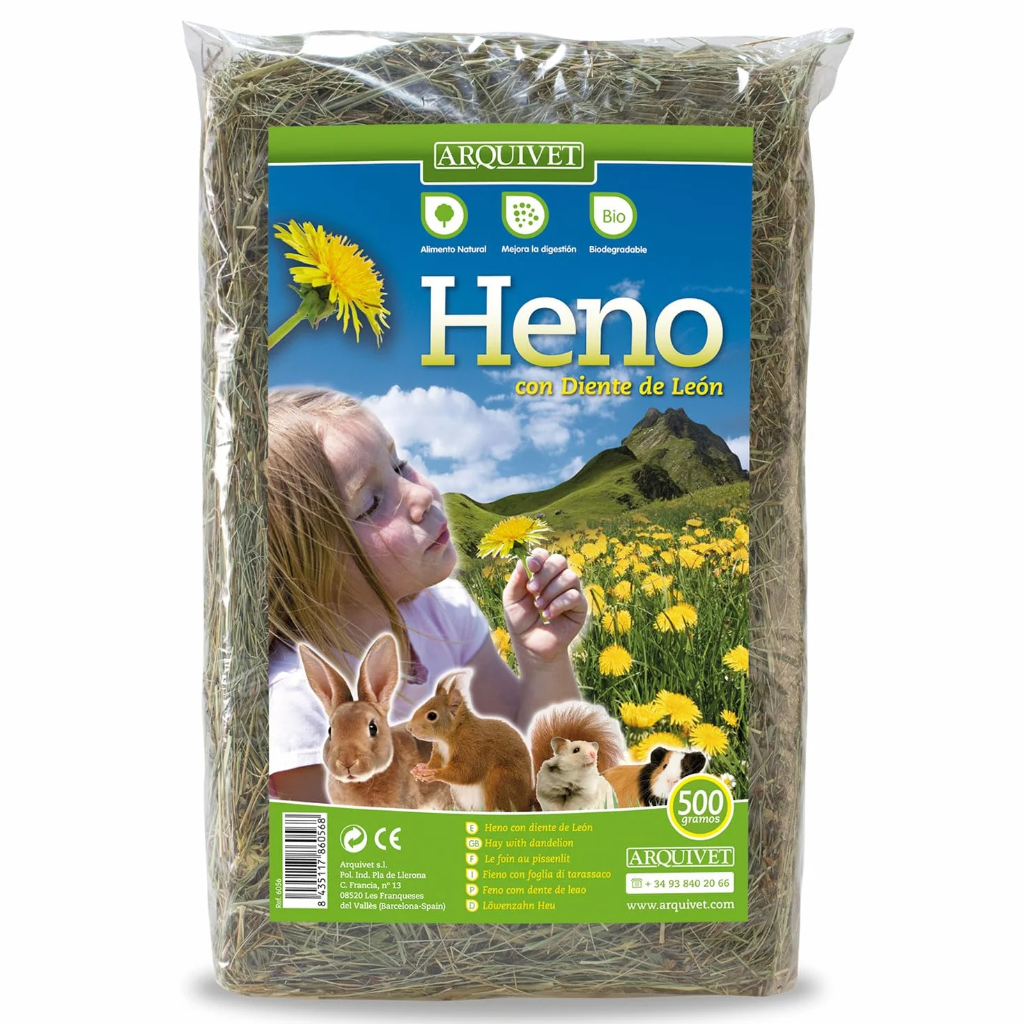 ARQUIVET Le foin au pissenlit pour les rongeurs et les petits mammifères 500 g