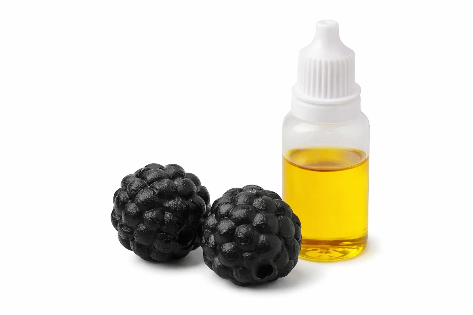 Set d'entraînement truffe pour chiens - 2 truffes fausses noires + huile - Kit complet Nose Work Ø 36 × 37 mm