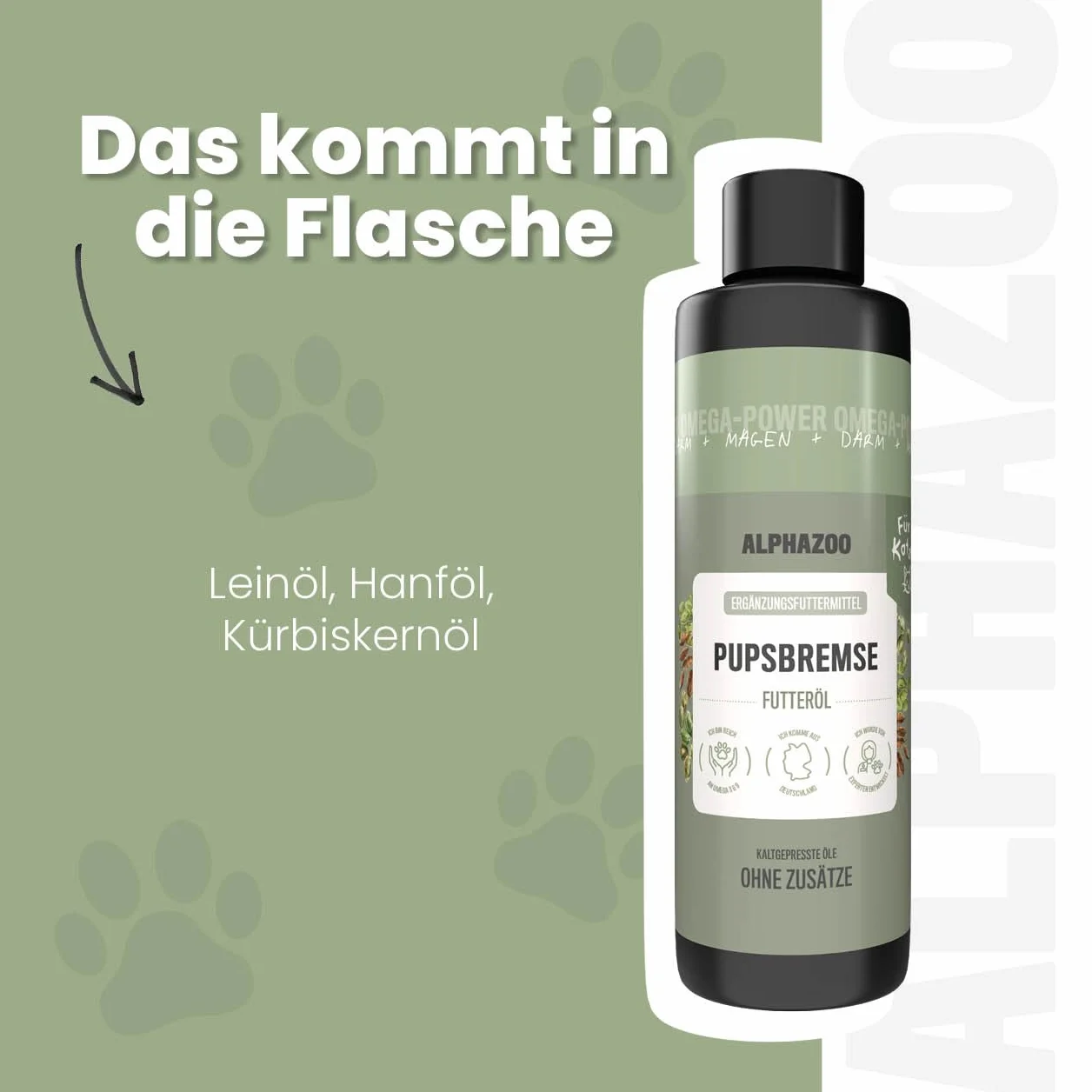 Alphazoo Pupsbremse huile alimentaire gastro-intestinale pour chat 250 ml – complément naturel digestion appétit