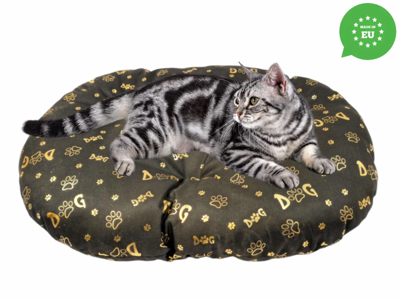 Coussin Ovale pour Chien et Chat 60 x 40 cm Marron Foncé Lit Lavable