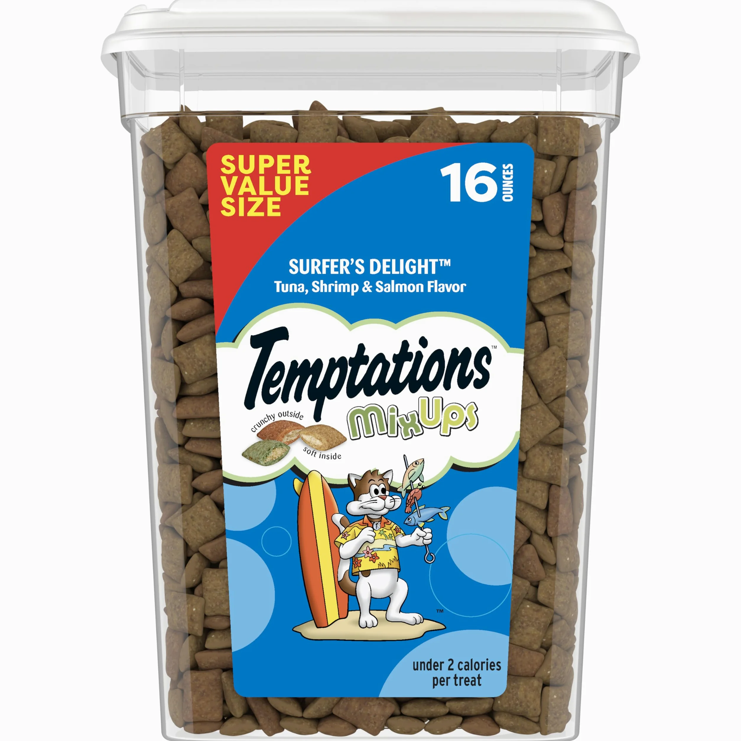 Temptations MixUps Surfer's Delight Flavor Friandises croquantes et Douces pour Chat, Pot de 473,6 g