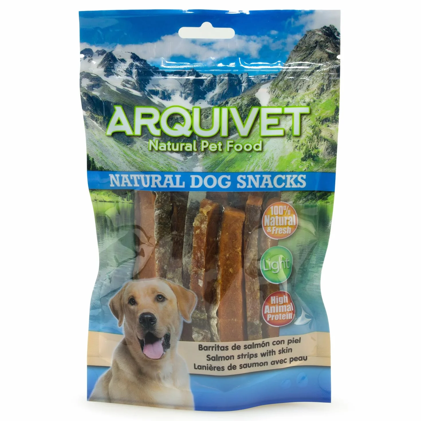 ARQUIVET Lanières de saumon avec peau 100 g - collations naturelles pour chiens
