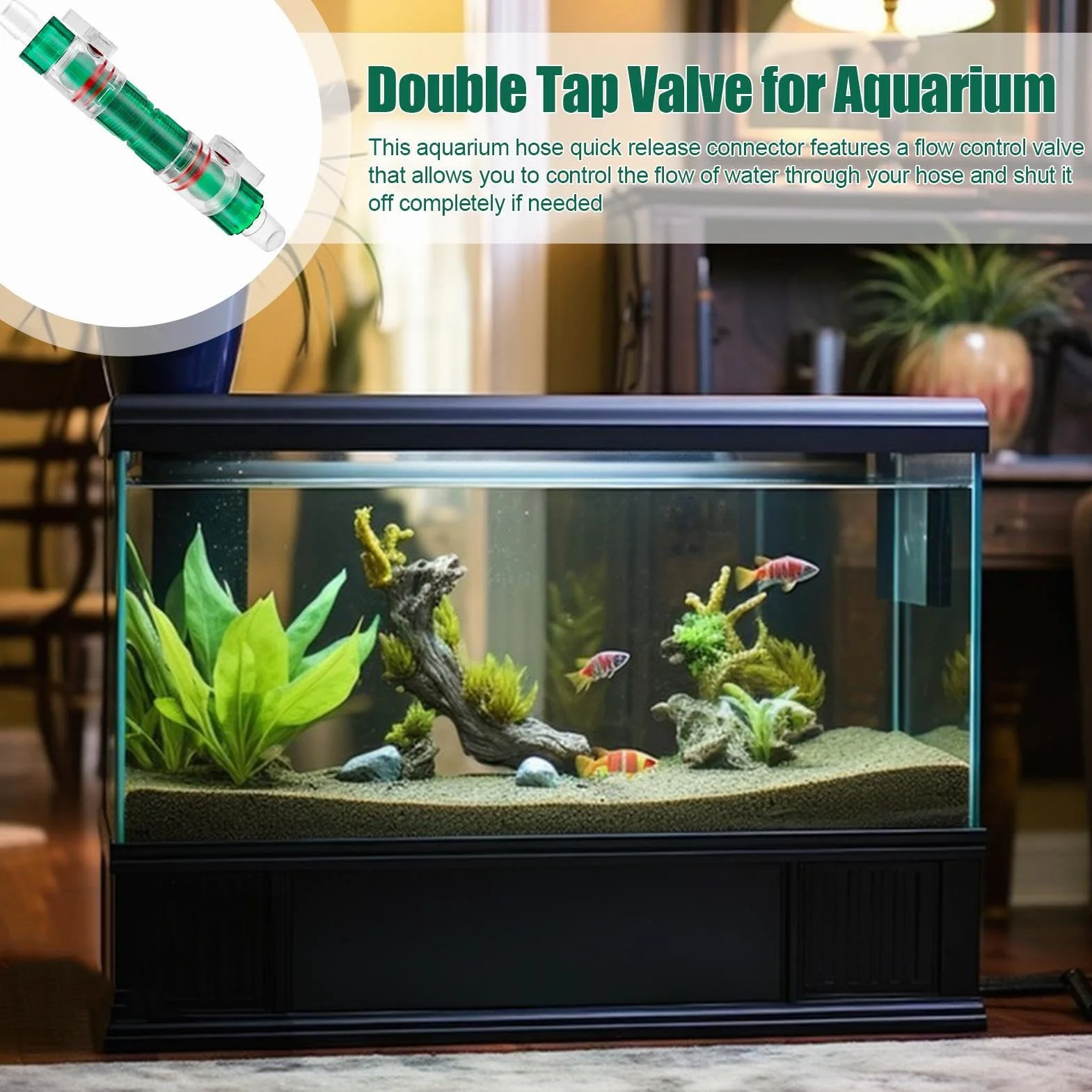 Aquarium de soupape à double robinet - Connecteur de tuyau de tuyau de poisson à poisson | Vanne de soupape Release rapide Pompe à air Vannes de commande d'écoulement d'aquarium pour le sel d'eau fraî