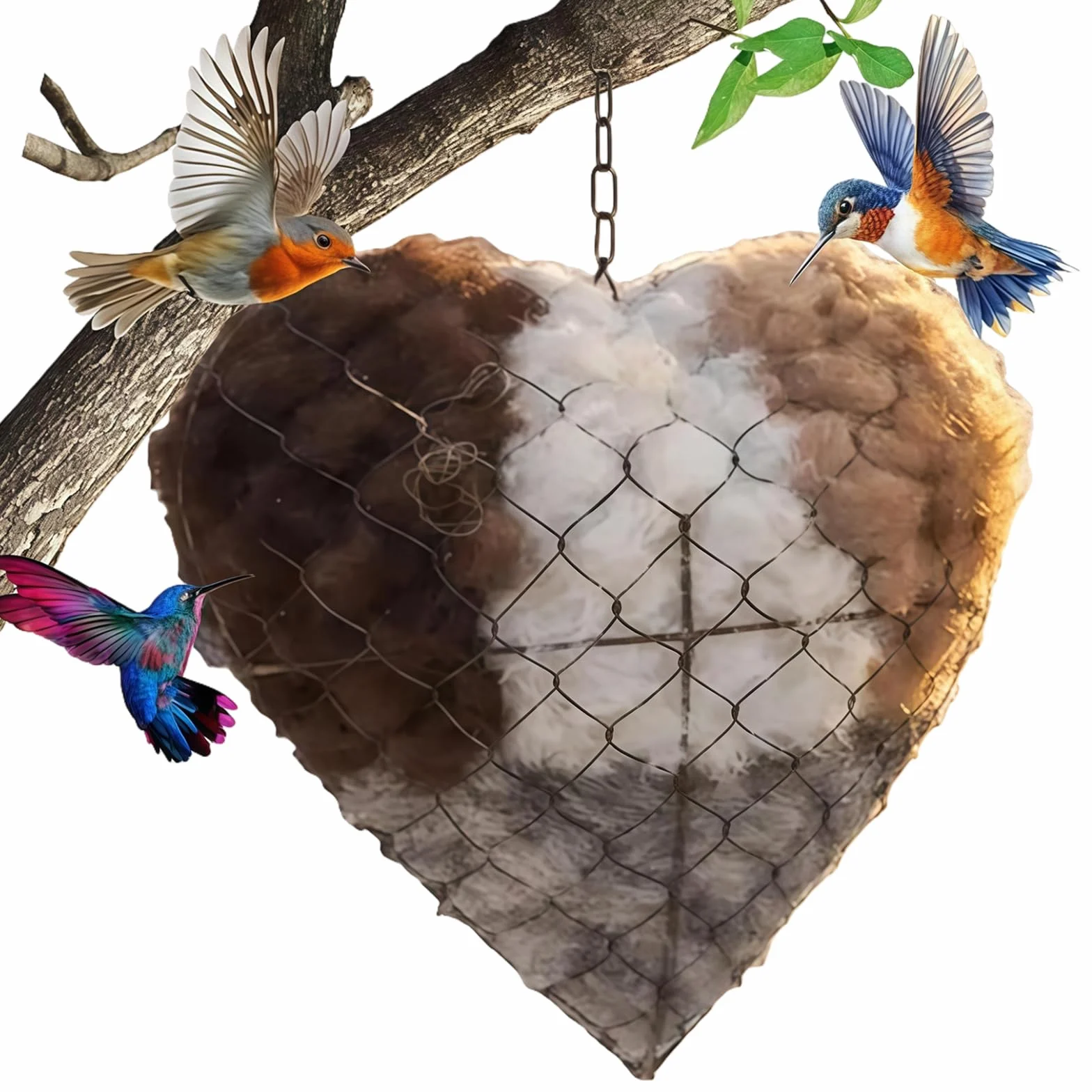Matériau de nidification pour oiseaux en fibres d'alpaga avec suspension