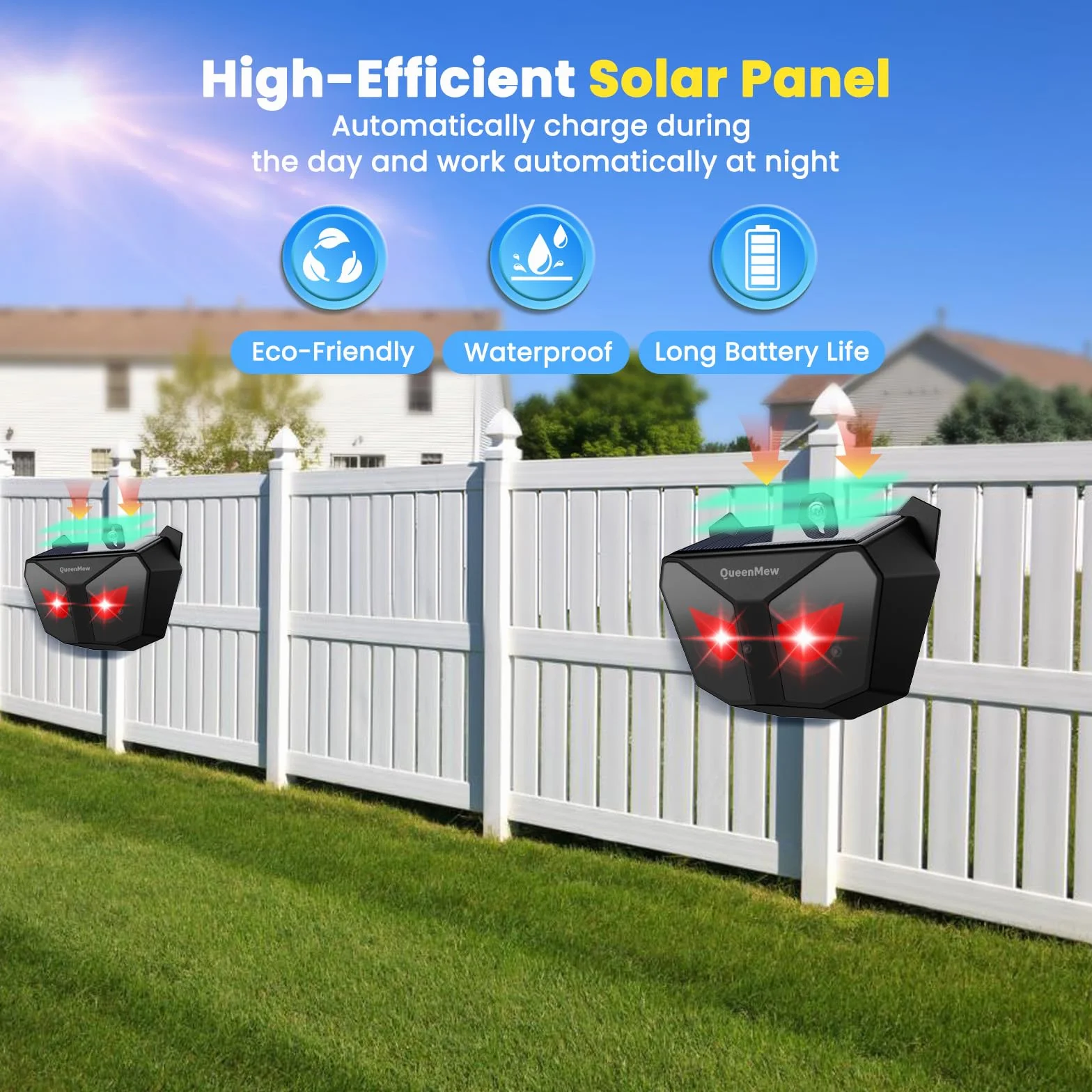 Répulsif pour Chat Solaire Imperméable Flash Muet Anti Oiseaux Pigeon 4 Pack