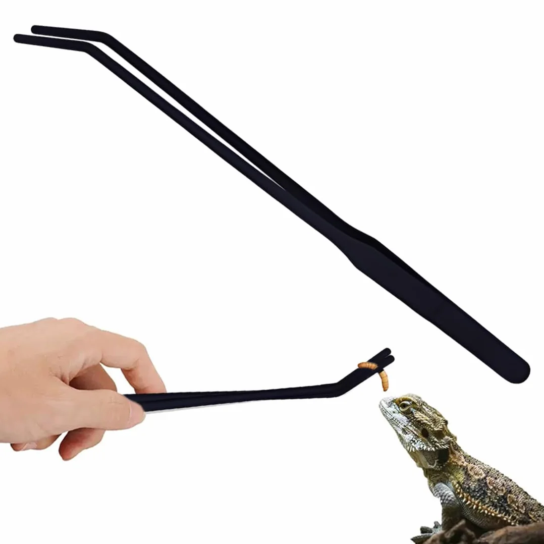 Pince à Aquarium en Acier Inoxydable 27 cm Courbée Noir pour Reptiles et Plantes Aquatiques