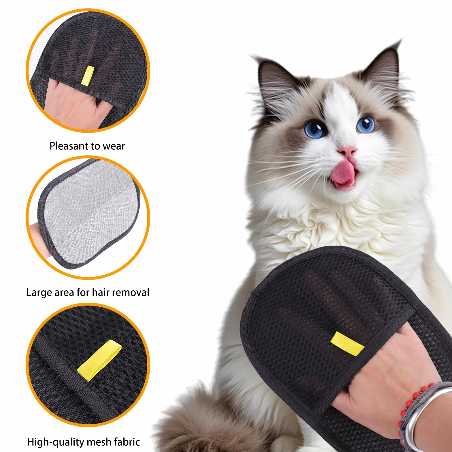 Gants de toilettage pour Chat, Gant Anti Poils Animaux, Gant Ramasse Poils Animaux, Gant de Retrait de Poils, Pet Hair Remover Gloves