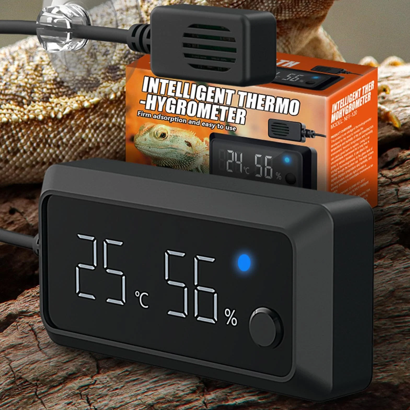 Hygromètre numérique reptile - Température et jauge d'humidité, accessoire | Hygromètre en terrarium pour gecko à crête, gecko léopard, serpent, lézard et capteur de réponse plus rapide pour
